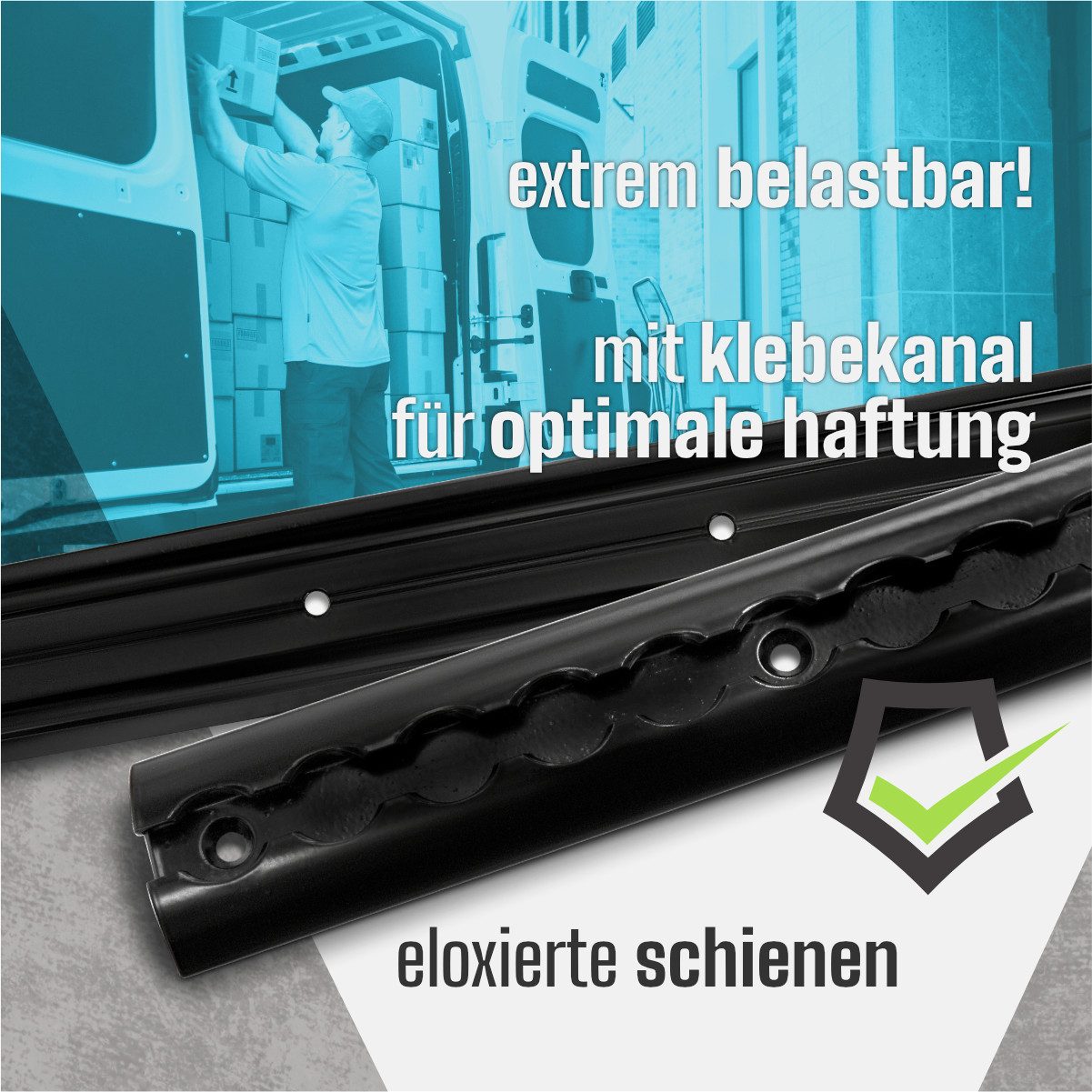 LABT Spanngurt Airlineschiene 2x 2 Meter halbrund schwarz, TÜV zertifiziert (2-St)