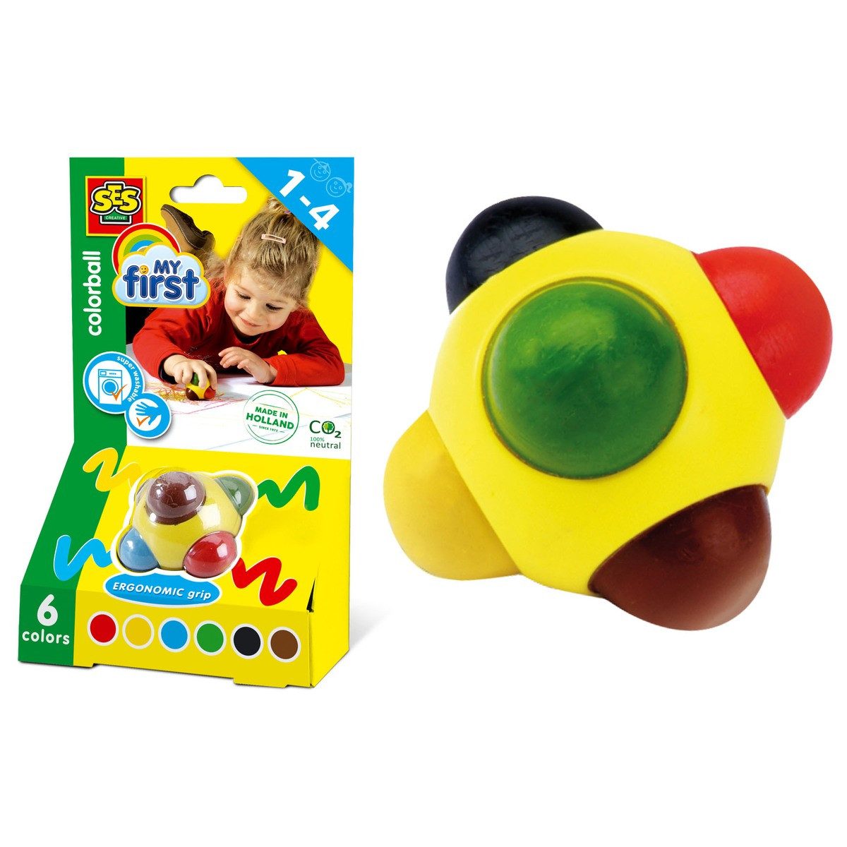 SES Creative Malstift SES CREATIVE Color Malball ergonomischer Griff 6 Farben