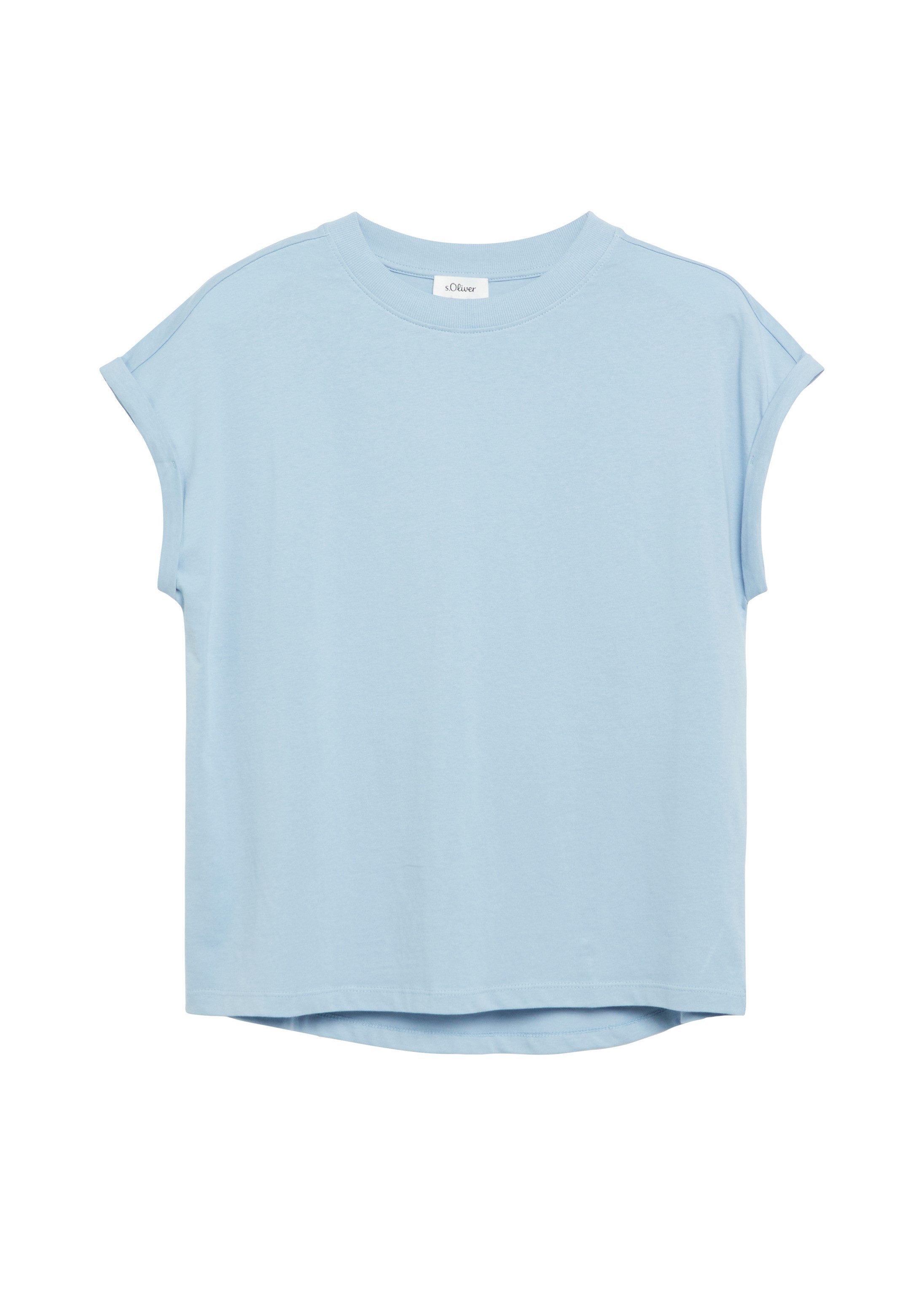 s.Oliver Kurzarmshirt T-Shirt T-Shirt mit überschnittenen Schultern und Turn-up