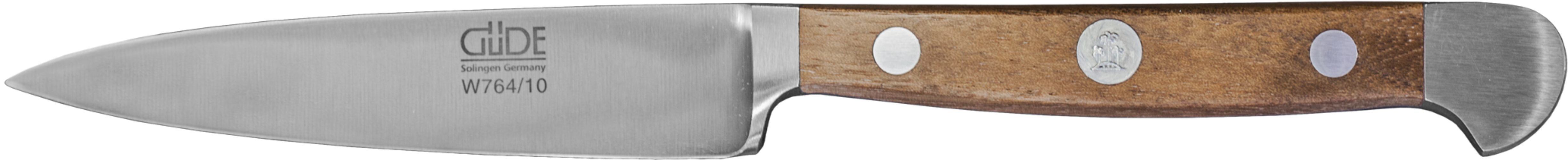 Alpha Walnuss, Messer Spickmesser geschmiedet, Güde No. W764/10 Solingen Spickmesser, Serie kleines