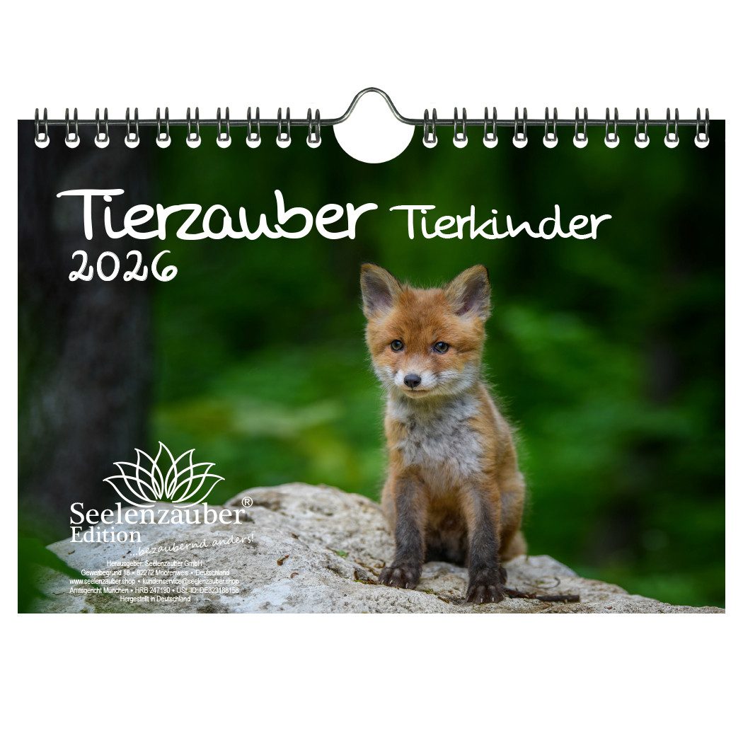 Seelenzauber Настенный календарь Tierkinderzauber DIN A5 Календари für 2026 Tierbabys und Tierkinder