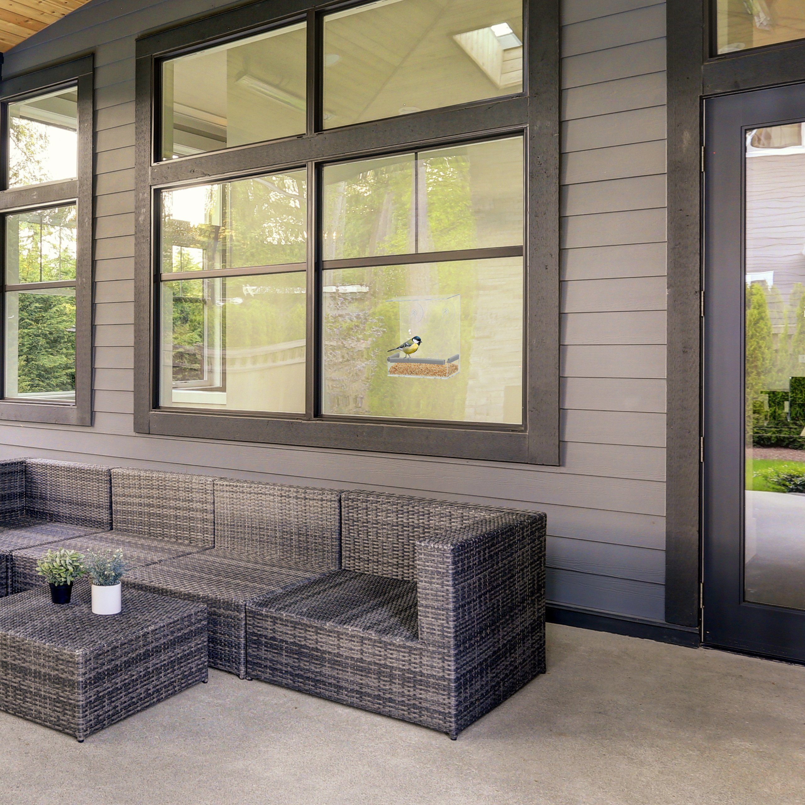 relaxdays Vogelhaus 10 x Vogelfutterhaus für Fenster