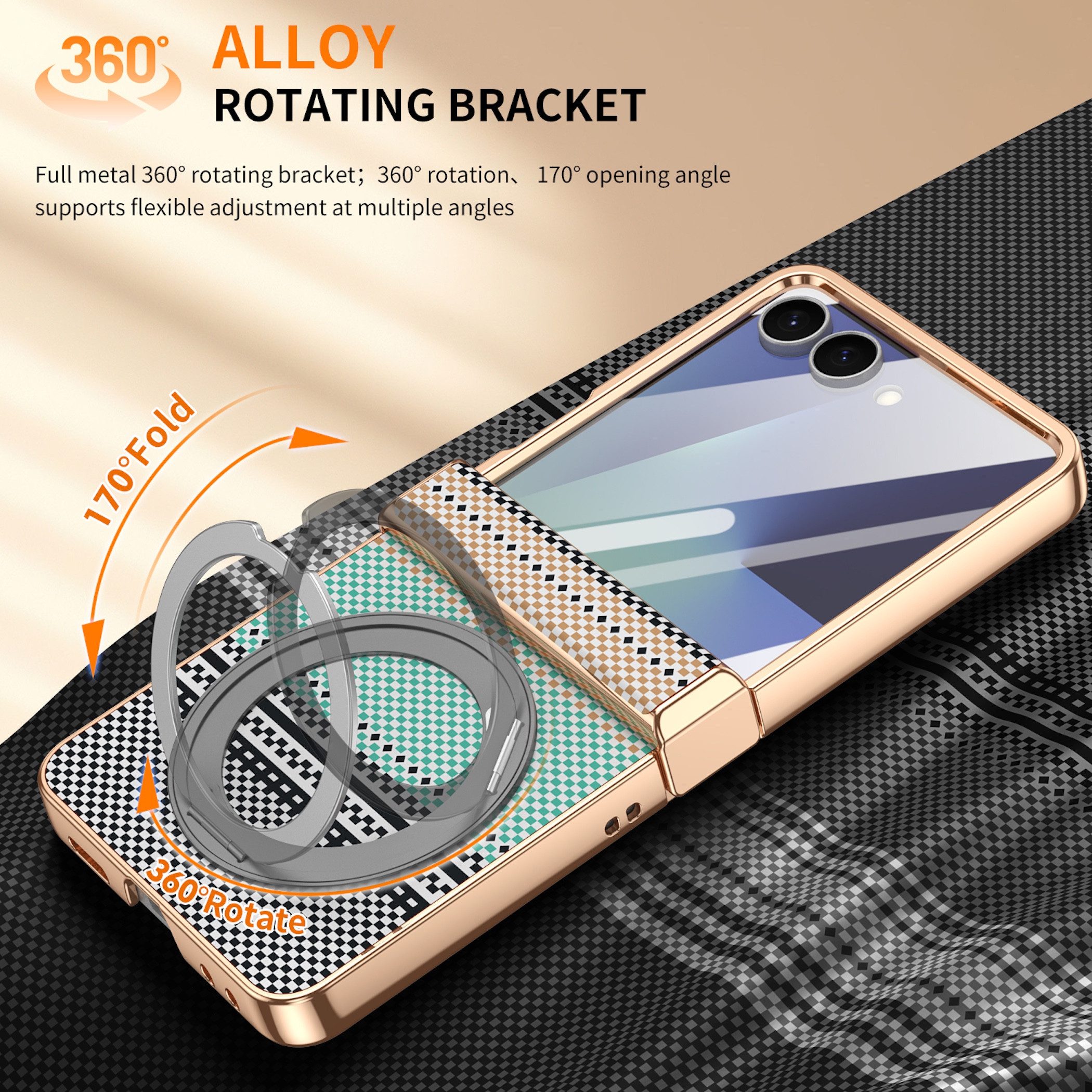 Wigento Handyhülle Samsung Galaxy Z Flip8 5G Dreh Kipp Magnetring H9 Schutzglas Silber 6,90 und 4,1 Zoll, Scharnier Schutz, Displayschutz, erhöhte Ränder, Magne – Bild 4 von 5