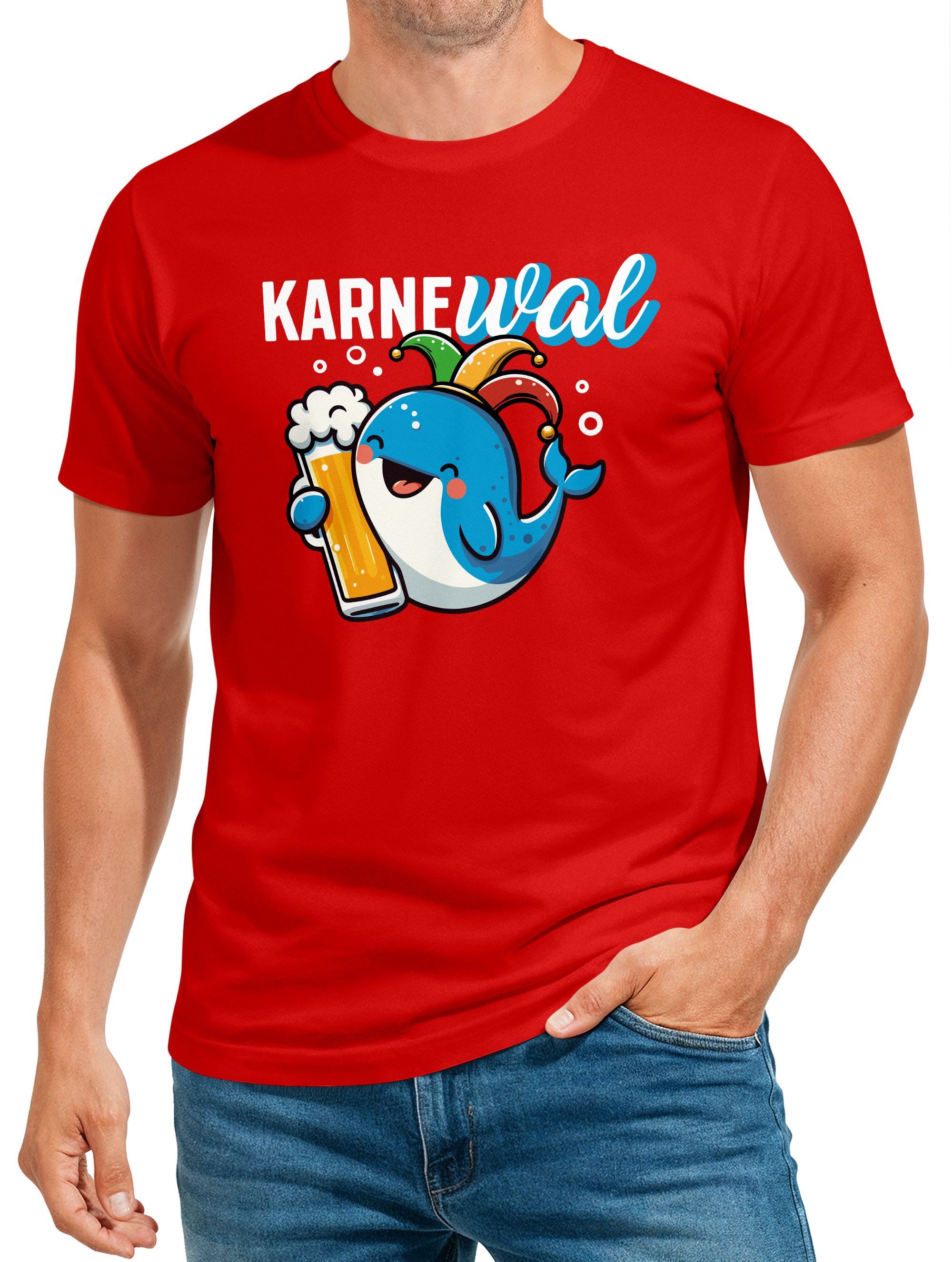 Print-Shirt Herren T-Shirt Fasching Karneval Wal Bier Kostüm-Ersatz Verkleidung