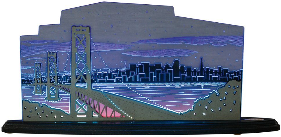 Weigla LED Dekolicht San Francisco, LED wechselbar, Neutralweiß, beidseitiges Motiv San Francisco/USA, Erzgebirge garantiert