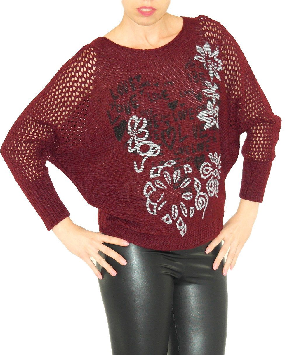 YESET Longpullover Pullover Strick Pulli Love-Blumen günstig online kaufen