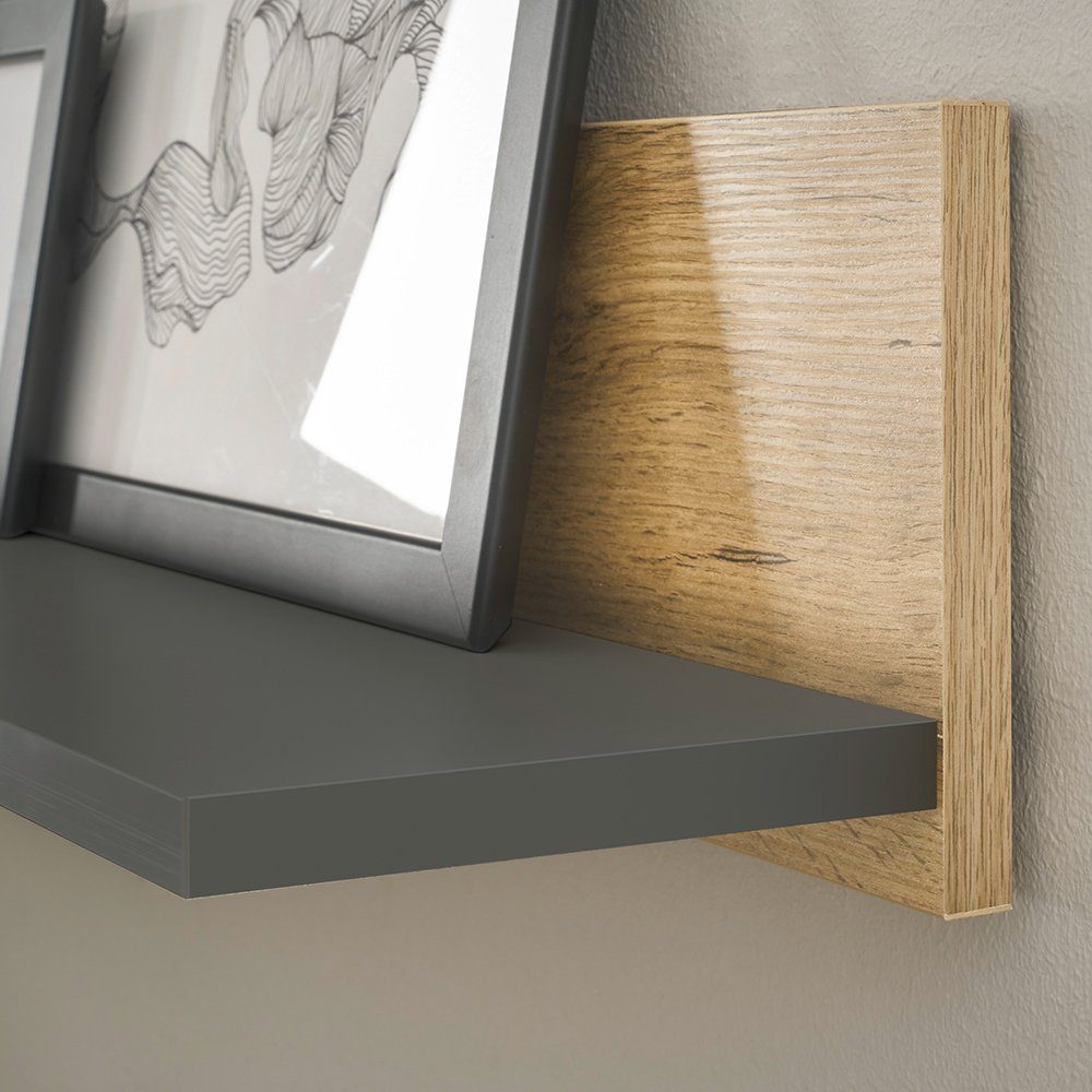 Lomadox Wandregal CRISP-61, in anthrazit mit Wotan Eiche, ca. 100/15/17 cm günstig online kaufen