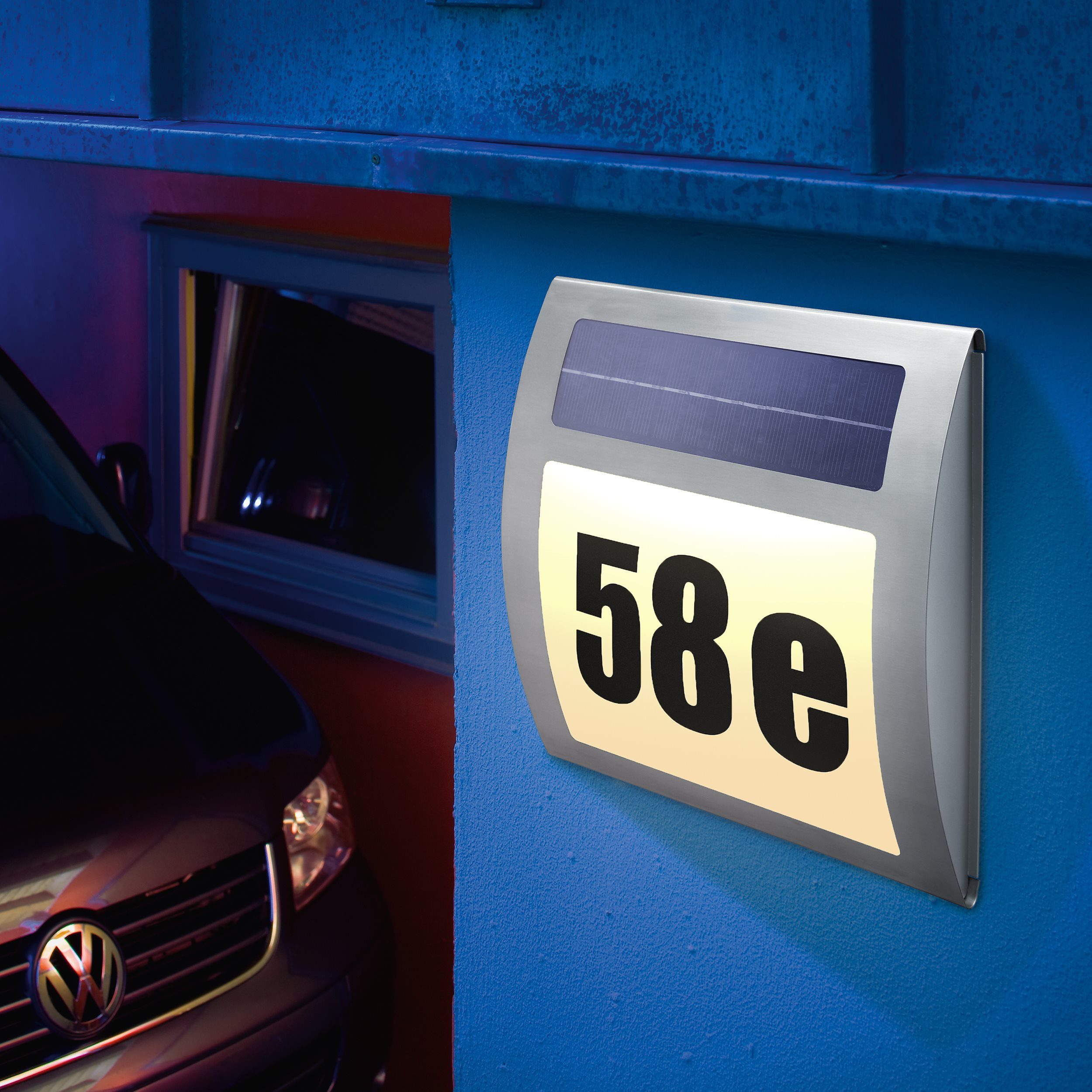 esotec LED Außen-Wandleuchte Solar Edelstahl Hausnummernleuchte WAVE 2 Farb günstig online kaufen