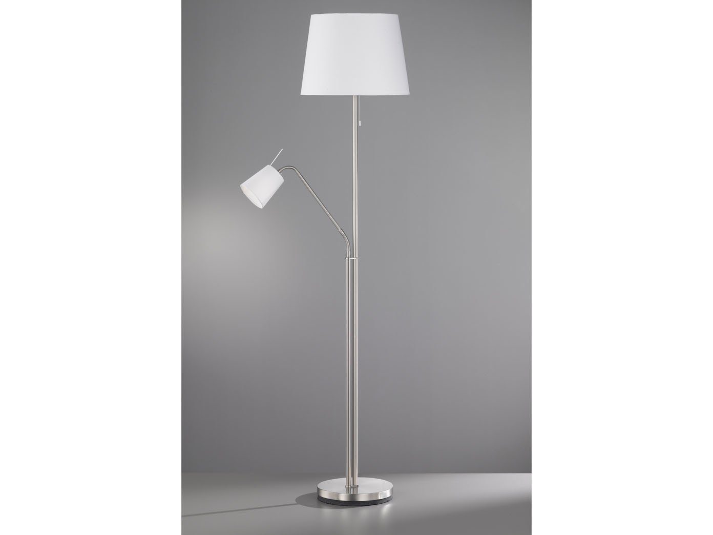 Luxus Stehlampe Schlafzimmer Leseleuchte silber Textil-Lampenschirm 1-flammig 