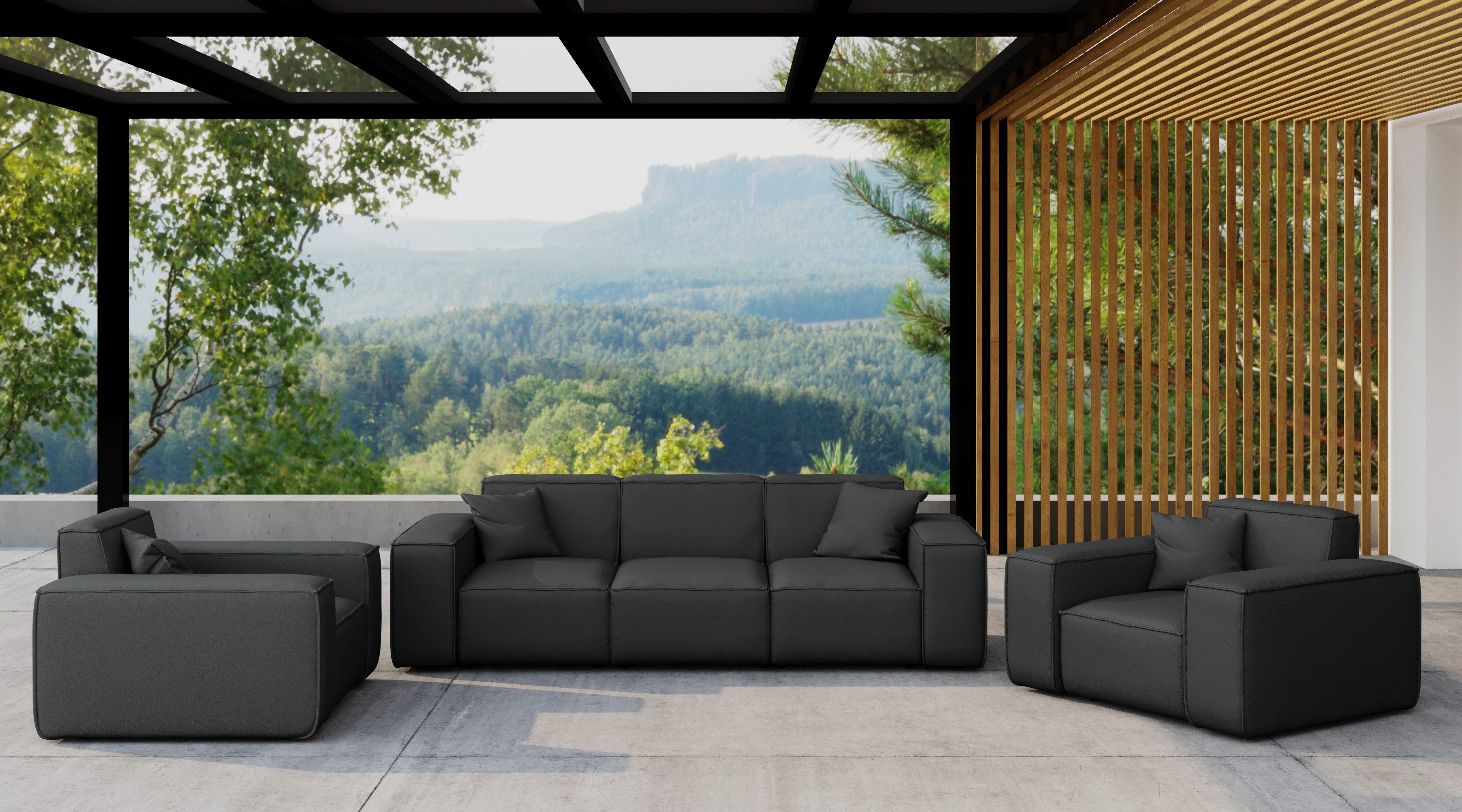 Kaiser Möbel Gartenlounge-Set Gartenmöbel Set 3 1 1 für Garten, Terrasse, MALIBU Lounge Set