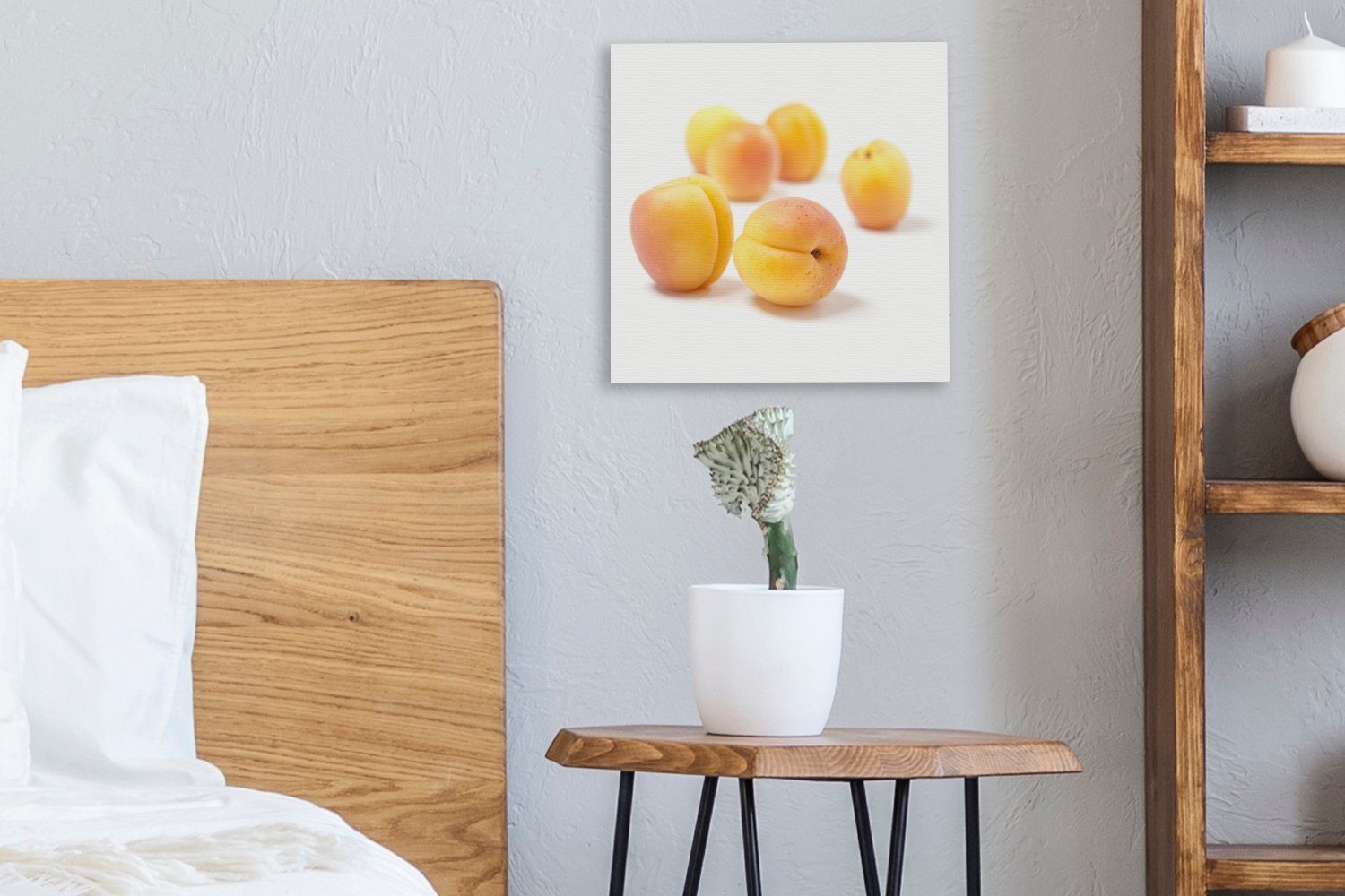 OneMillionCanvasses® mit Schlafzimmer Runde für Aprikosen Wohnzimmer Bilder Schattierungen auf St), Leinwand Leinwandbild weißem, orangefarbenen (1