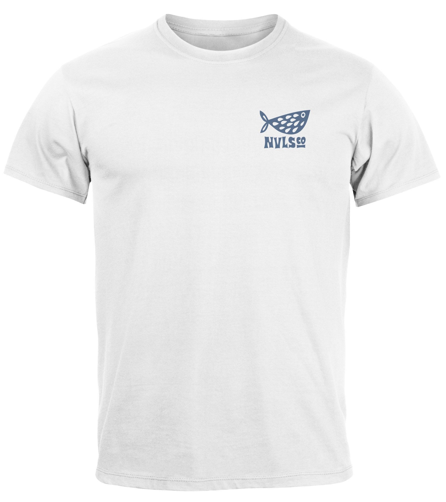 Neverless Print-Shirt Herren T-Shirt Backprint Maritim Meer Fische Aufdruck Abstrakt Spruch mit Print