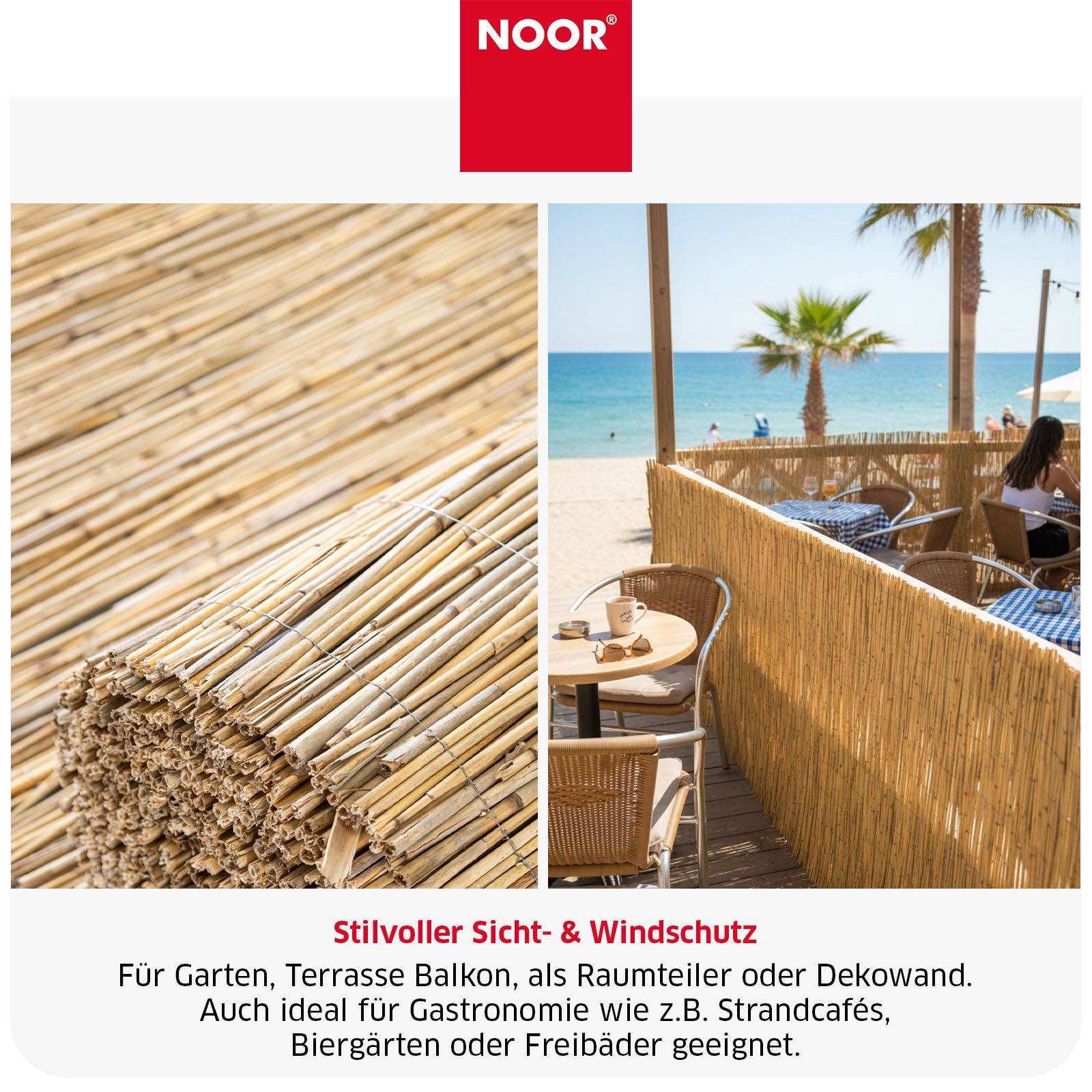 NOOR Sichtschutzzaunmatten Schilfrohrmatte ST. TROPEZ - naturnaher Sichtschutz, Schilfrohr mit Draht verwoben - verschiedene Größen – Bild 4 von 5