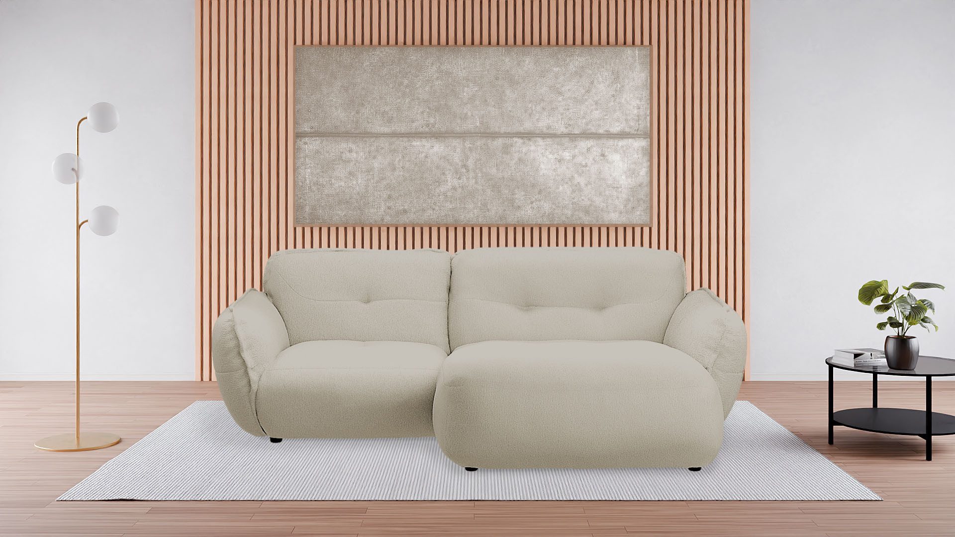 BETYPE Ecksofa Be Fluffy, Softes Sitzgefühl, moderne Kedernaht, hochwertiger Bezug