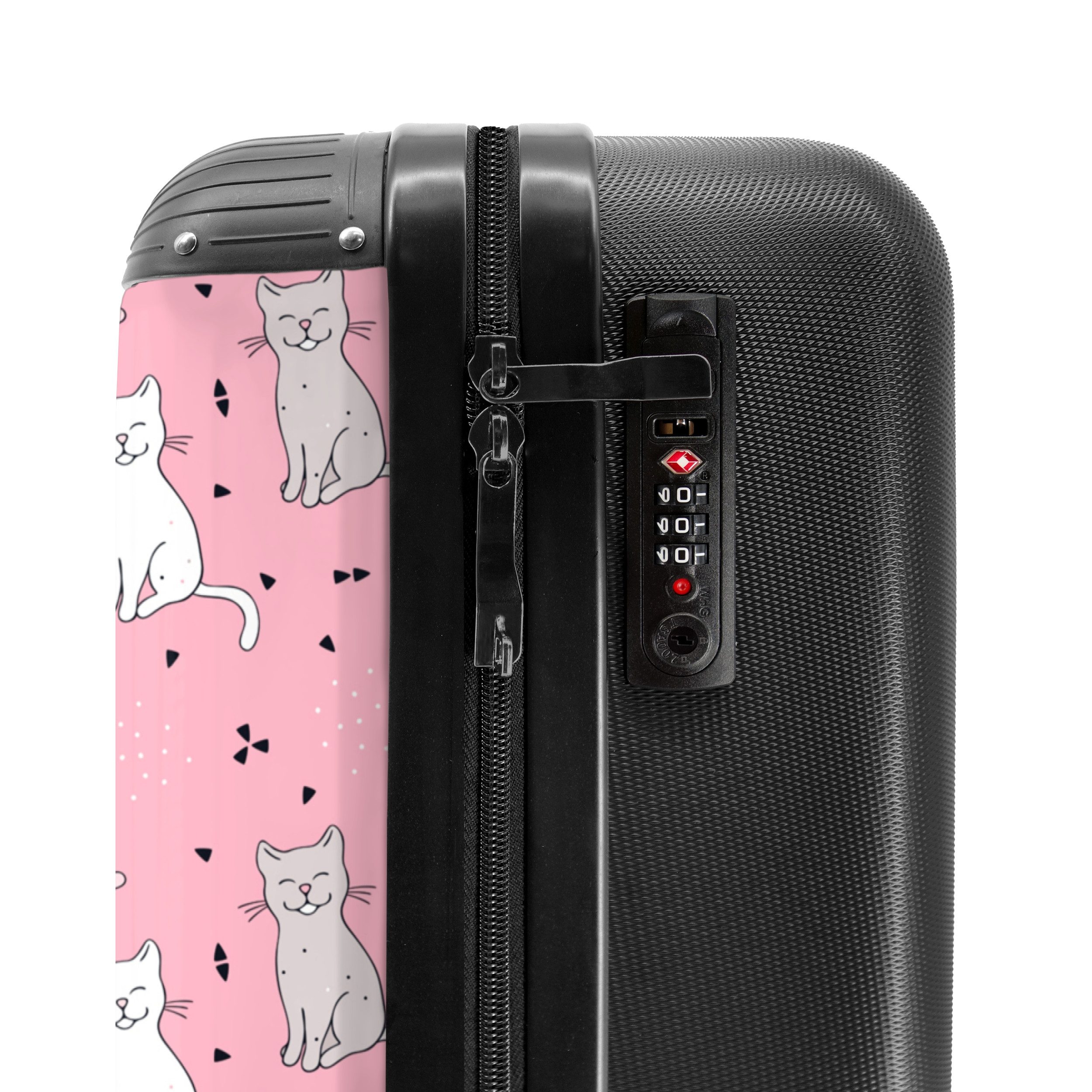 NoBoringSuitcases.com© Kinderkoffer Katze - Rosa - Muster - Katze - Haustiere 55x35x20cm, Kinder Koffer Klein, Trolley Handgepäck, Reisekoffer – Bild 5 von 5
