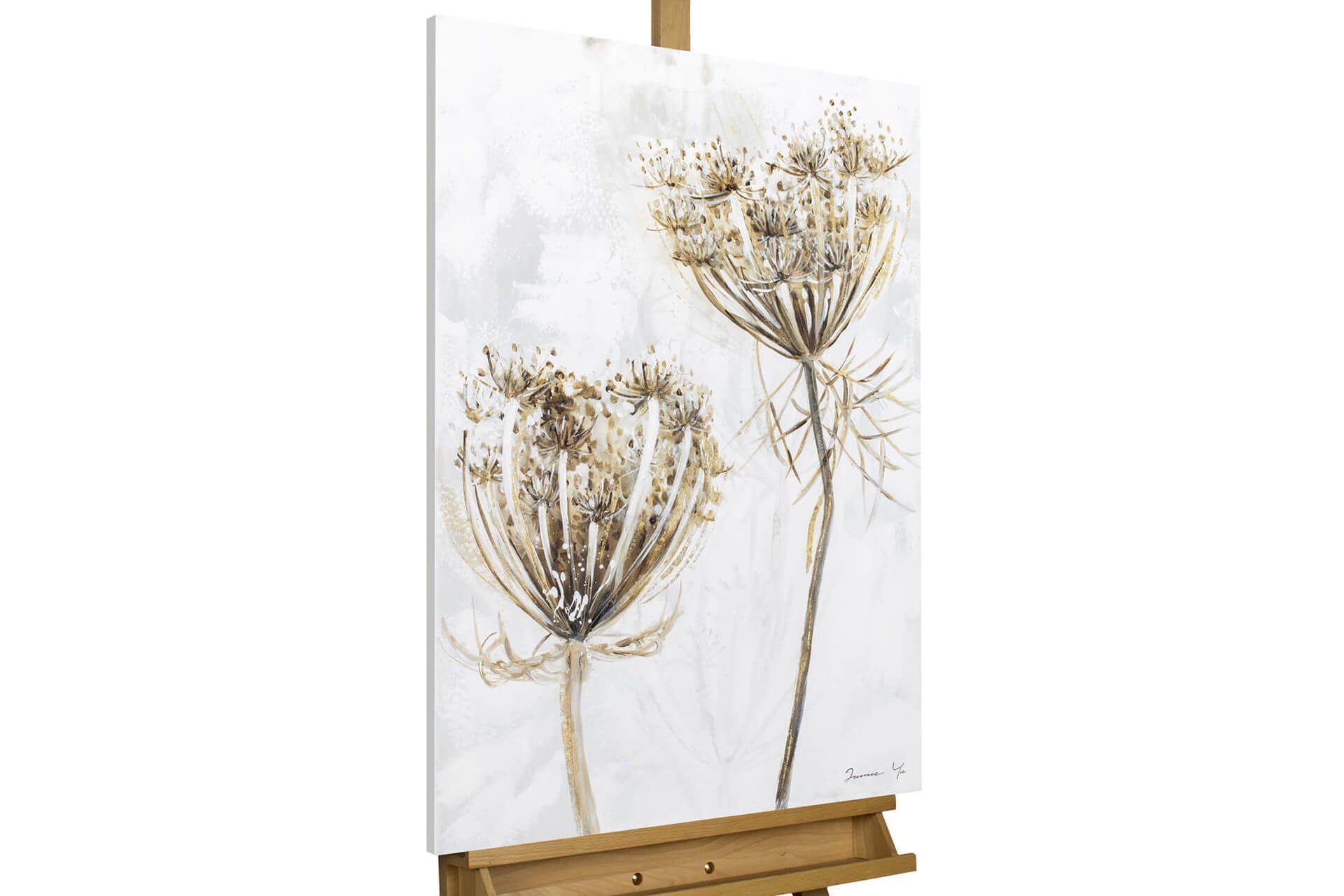 KUNSTLOFT Gemälde Growing Flowers 60x90 cm, Leinwandbild 100% HANDGEMALT Wandbild Wohnzimmer