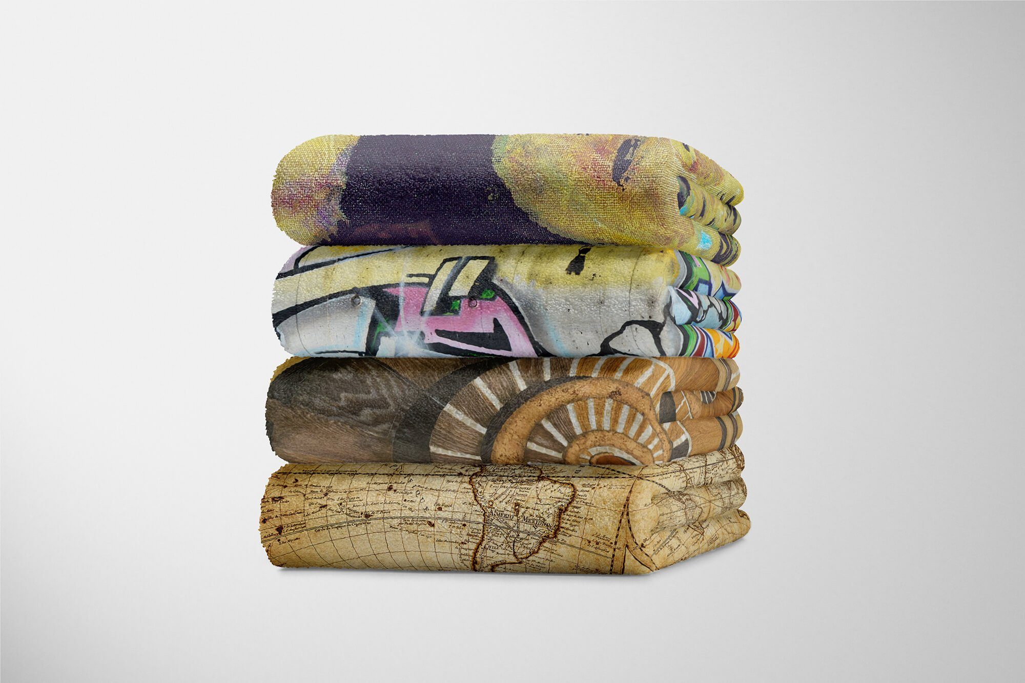 Sinus (1-St), Art Kuscheldecke Treppenhaus Spiral, Handtücher Handtuch Handtuch Baumwolle-Polyester-Mix mit Saunatuch Fotomotiv Strandhandtuch