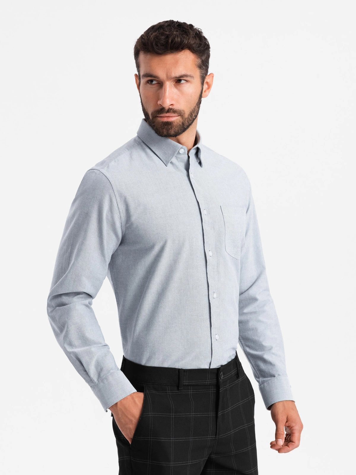 OMBRE Langarmhemd Elegantes Herren-Oxford-Hemd mit Stickerei günstig online kaufen