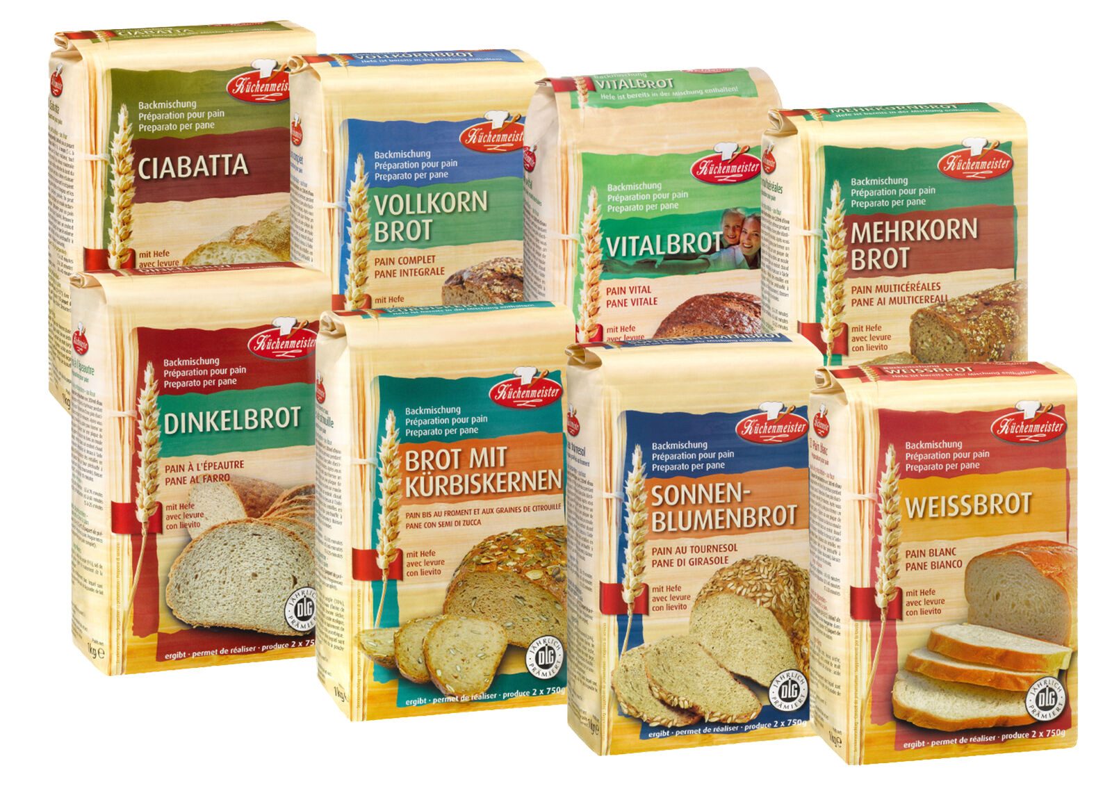 Bielmeier Backmischung 8-teiliges Kennenlern-Set á 1000 g Küchenmeister, 1 x 8000 g, (8-teiliges Kennlern-Set), Made in Baden-Württemberg (SET312000)