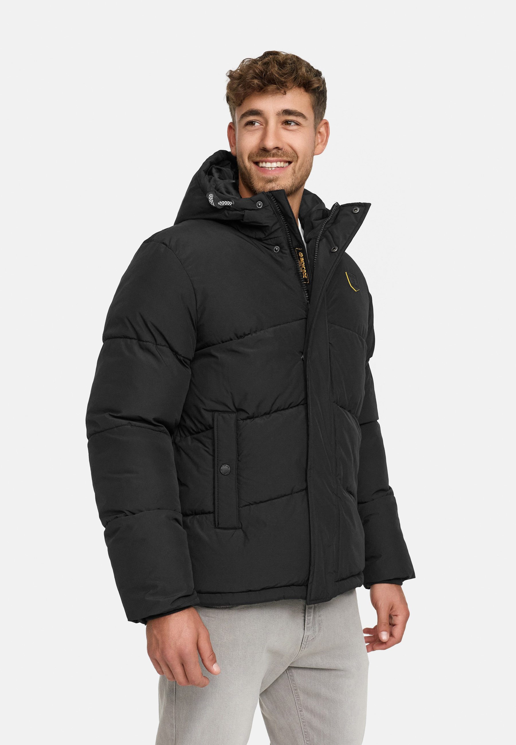 Indicode Winterjacke Herren INLaurits Jacket Herrenjacke Daunen-Optik mit Kapuze und sportiver Steppoptik
