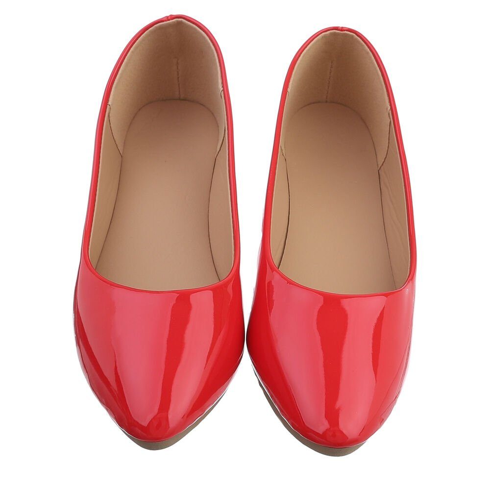 Ital-Design Damen Schlupfschuhe Freizeit Ballerina Flach Klassische Ballerinas in Rot