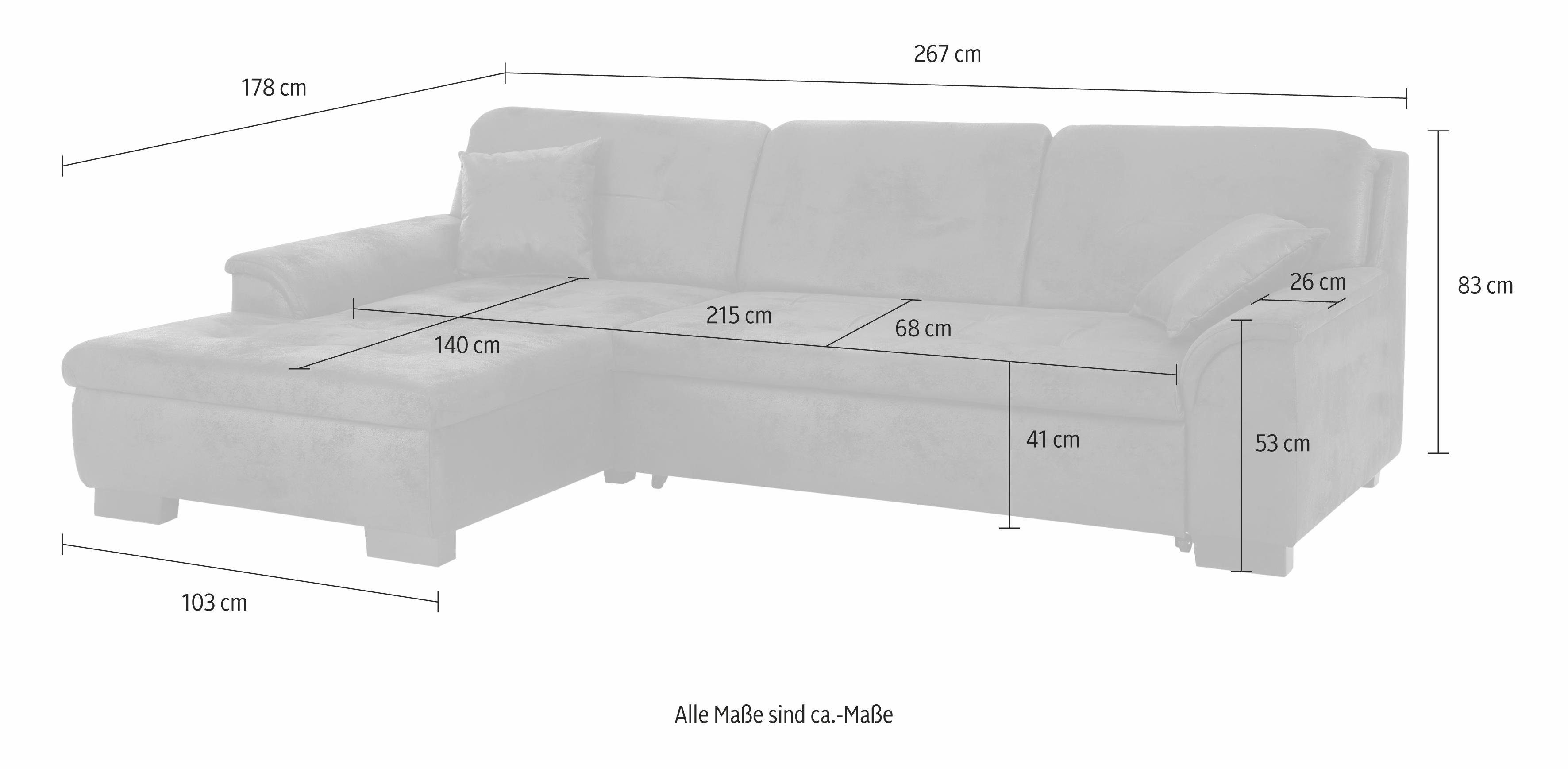 Home affaire Ecksofa Bergen, wahlweise mit günstig online kaufen