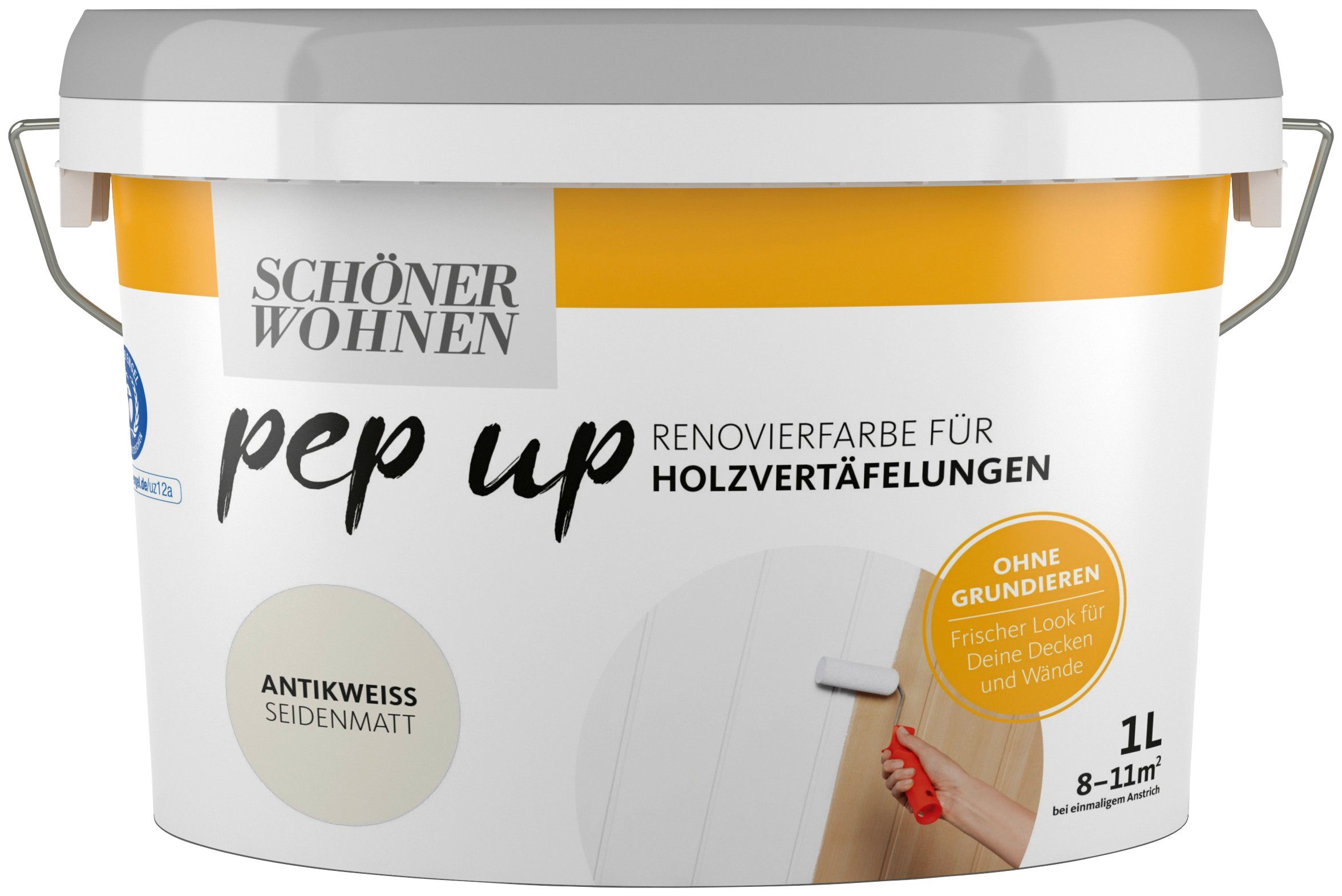 SCHÖNER WOHNEN FARBE - 1 pep Liter, up antikweiß, Lack Renovierfarbe für Holzvertäfelungen antikweiß