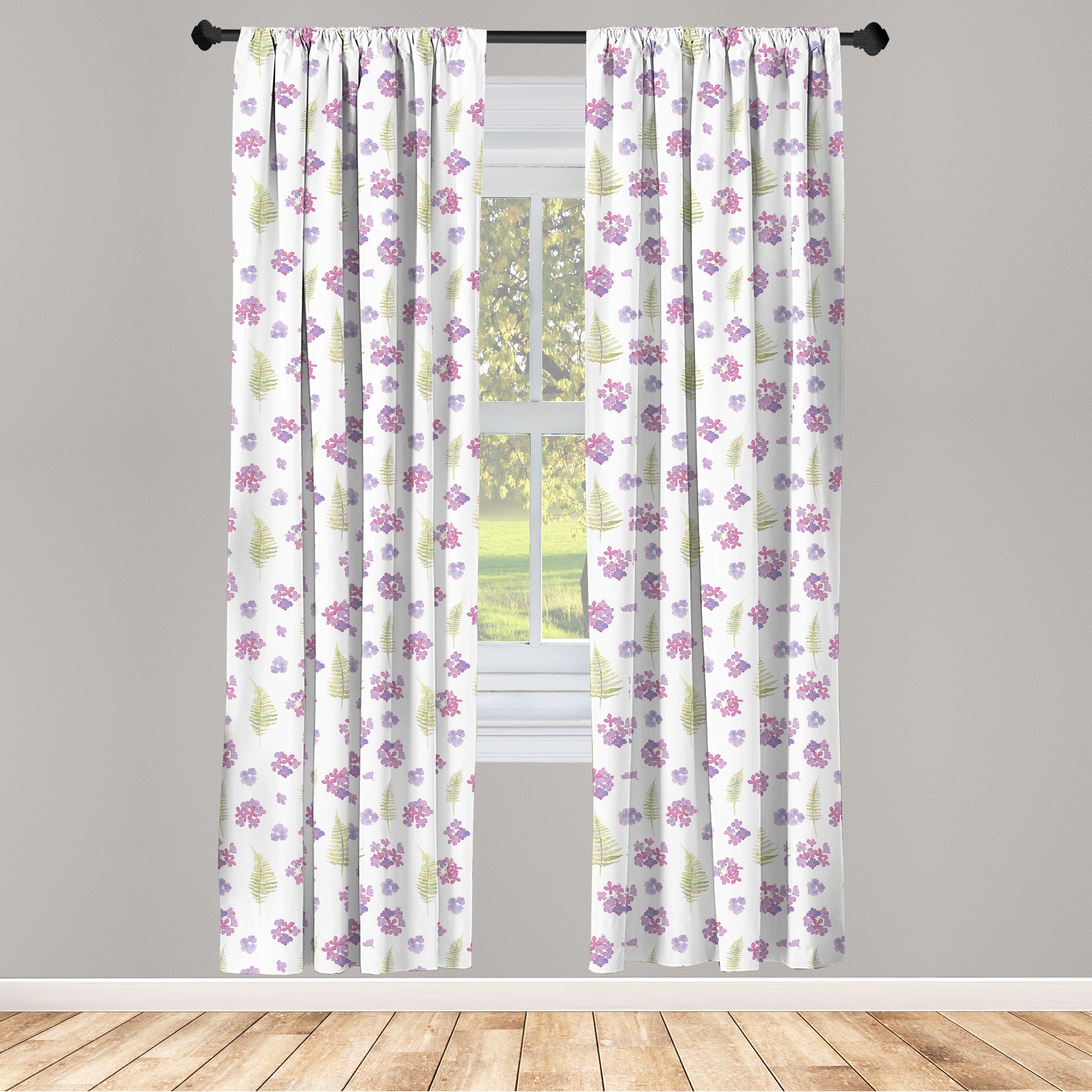 Gardine Vorhang für Wohnzimmer Schlafzimmer Dekor, Abakuhaus, Microfaser, Frühling AquarellHydrangea Blumen