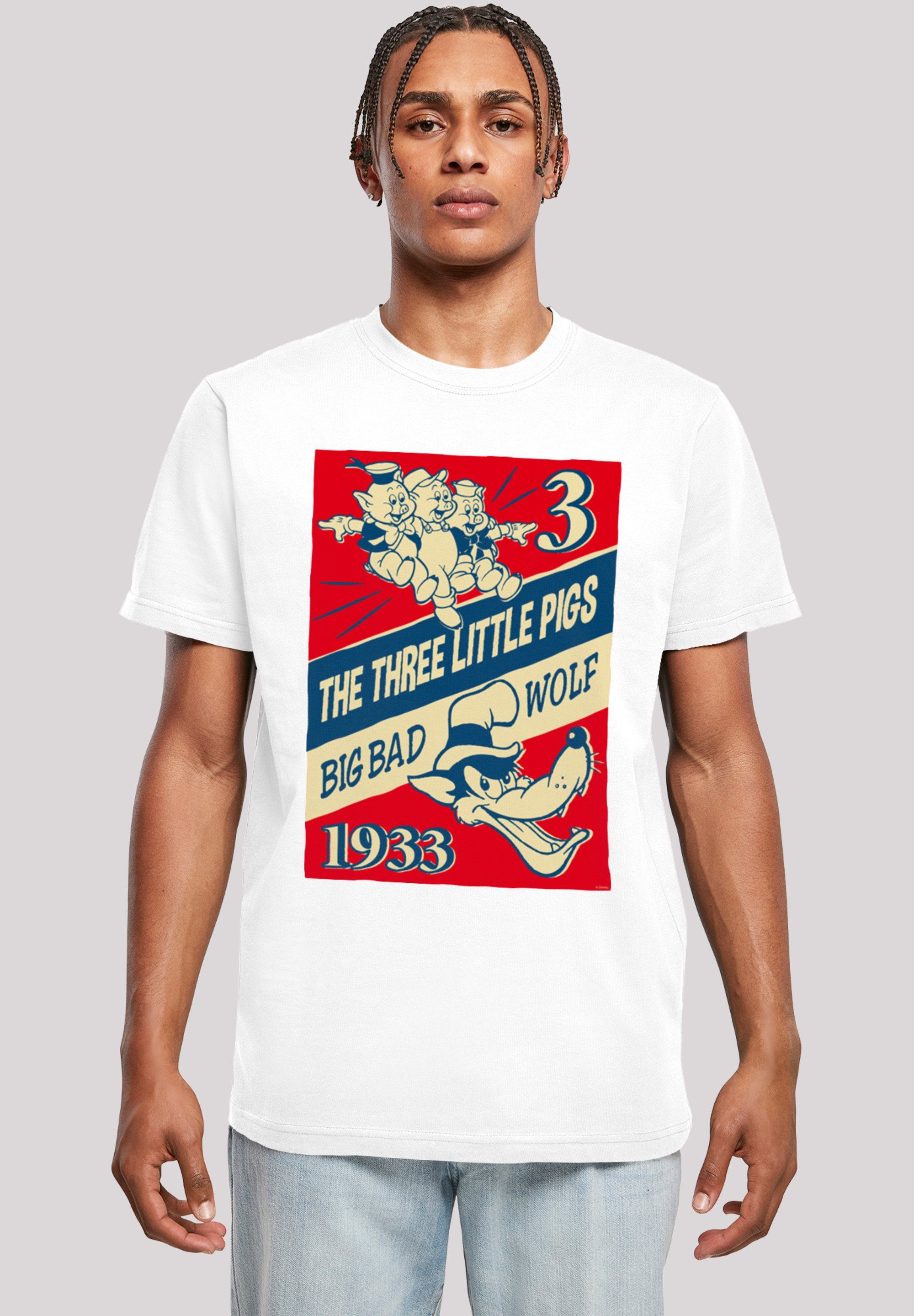 F4NT4STIC T-Shirt Disney Die Drei Kleinen Schweinchen Herren,Premium Merch,Regular-Fit,Basic,Bedruckt weiß | T-Shirts