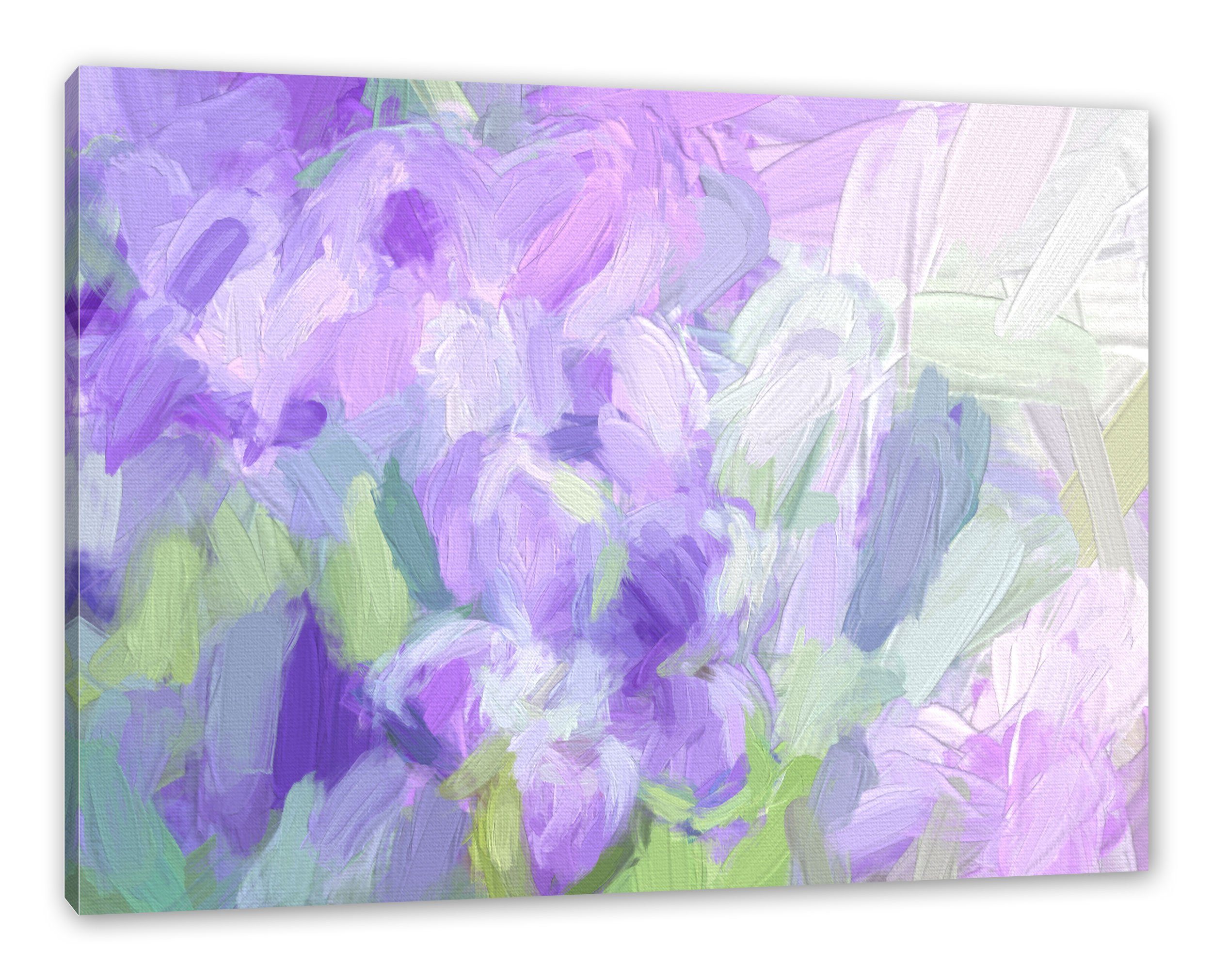 inkl. Pixxprint St), (1 Lavendelblumen Zackenaufhänger Lilane Leinwandbild Lavendelblumen Lilane Leinwandbild Kunst, Kunst bespannt, fertig