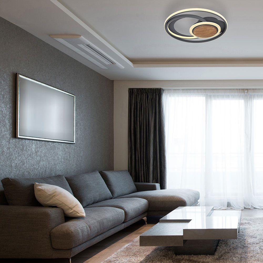Globo LED Wohnzimmerlampe LED Deckenleuchte Deckenleuchte, Warmweiß, LED-Leuchtmittel Deckenlampe Deckenlampe verbaut, fest Holz
