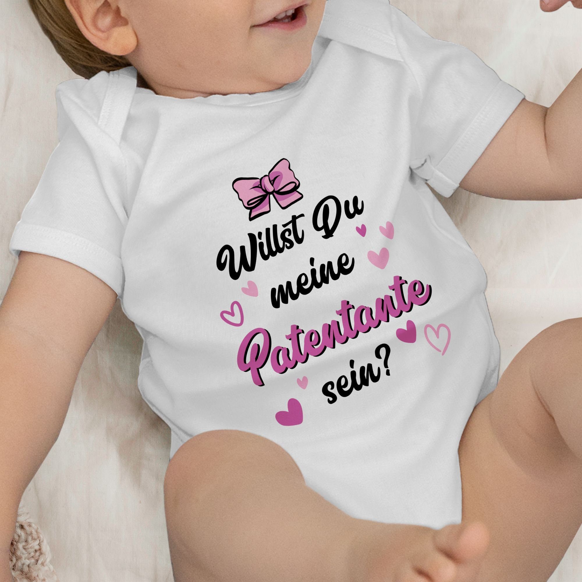 Weiß Willst meine Shirtbody Patentante Baby rosa 1 sein Shirtracer du Patentante schwarz