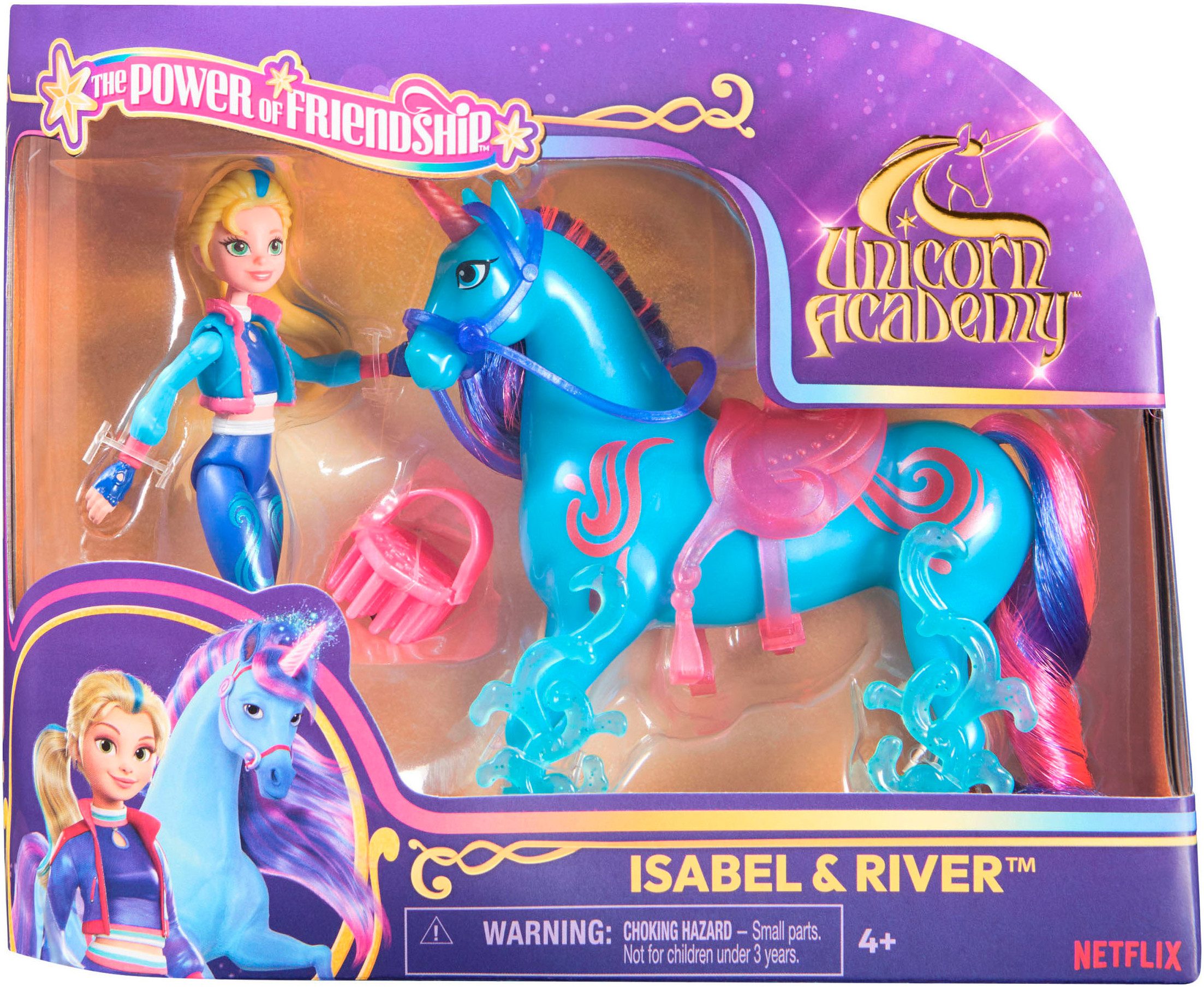 Spin Master Anziehpuppe Unicorn Academy - Isabel & Einhorn River, mit echter Mähne
