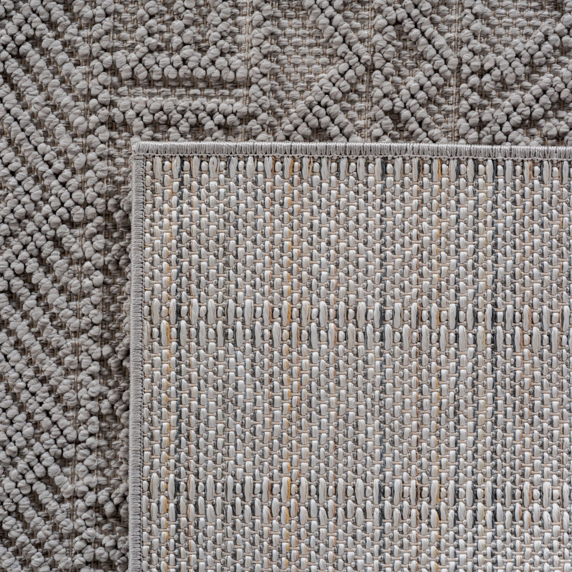 Teppium Teppich Skandinavisches Vintage-Muster auf Bouclé-Teppich, Rechteckig, Höhe: 20 mm, Kurzflor Schlingen Teppich Grau Boucle-Loop Wohnzimmer Teppich – Bild 4 von 5