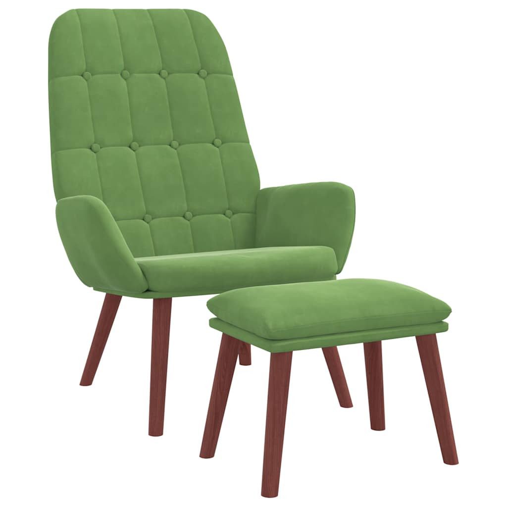 vidaXL Sessel Relaxsessel mit Hocker Hellgrün Samt (1-St)