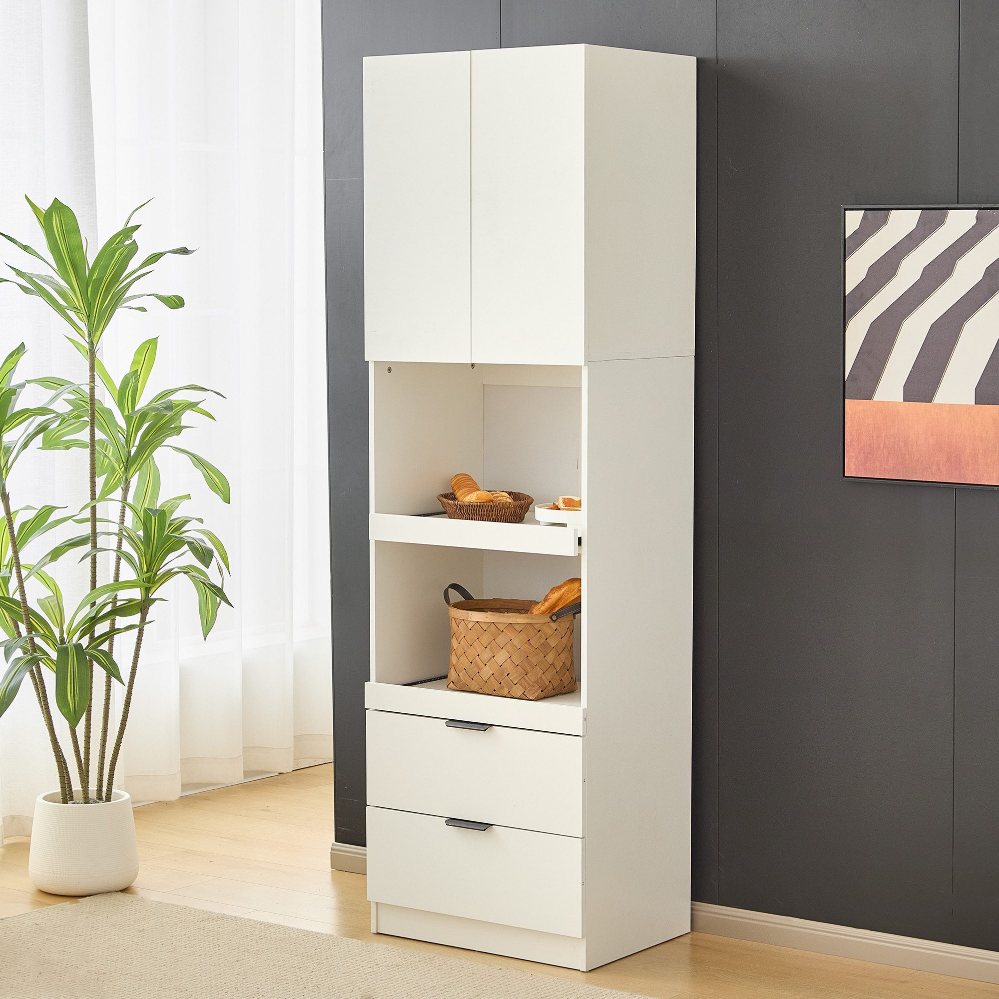 STILVORA Highboard wohnzimmer,Küchenschränke mit Kippschutz,Sideboards mit Schubladen (Küchenschränke, Wohnzimmerschrank, Aufbewahrungsschrank, 1 St., zwei Türen und zwei Schubladen), Stabile Konstruktion mit Kippsicherung, Multifunktional