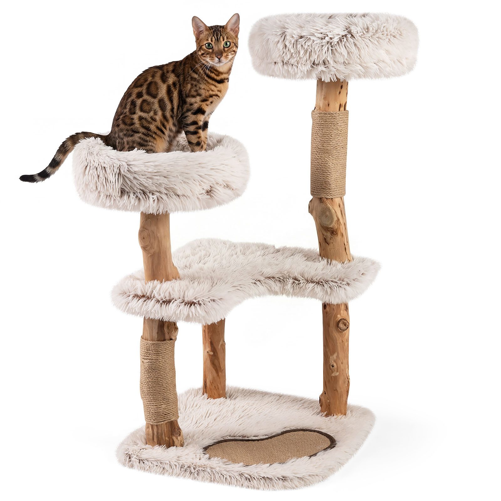 COSTWAY Kratzbaum, Katzenbaum, Katzenmöbel, mit Kratzmatte, 101 cm