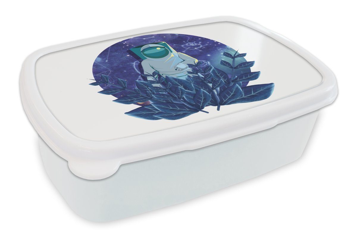 Kunststoff, - Lunchbox Brotbox Erwachsene, Mädchen Astronaut, für weiß Illustration Kinder (2-tlg), Brotdose, Kinder für Jungs MuchoWow - und und