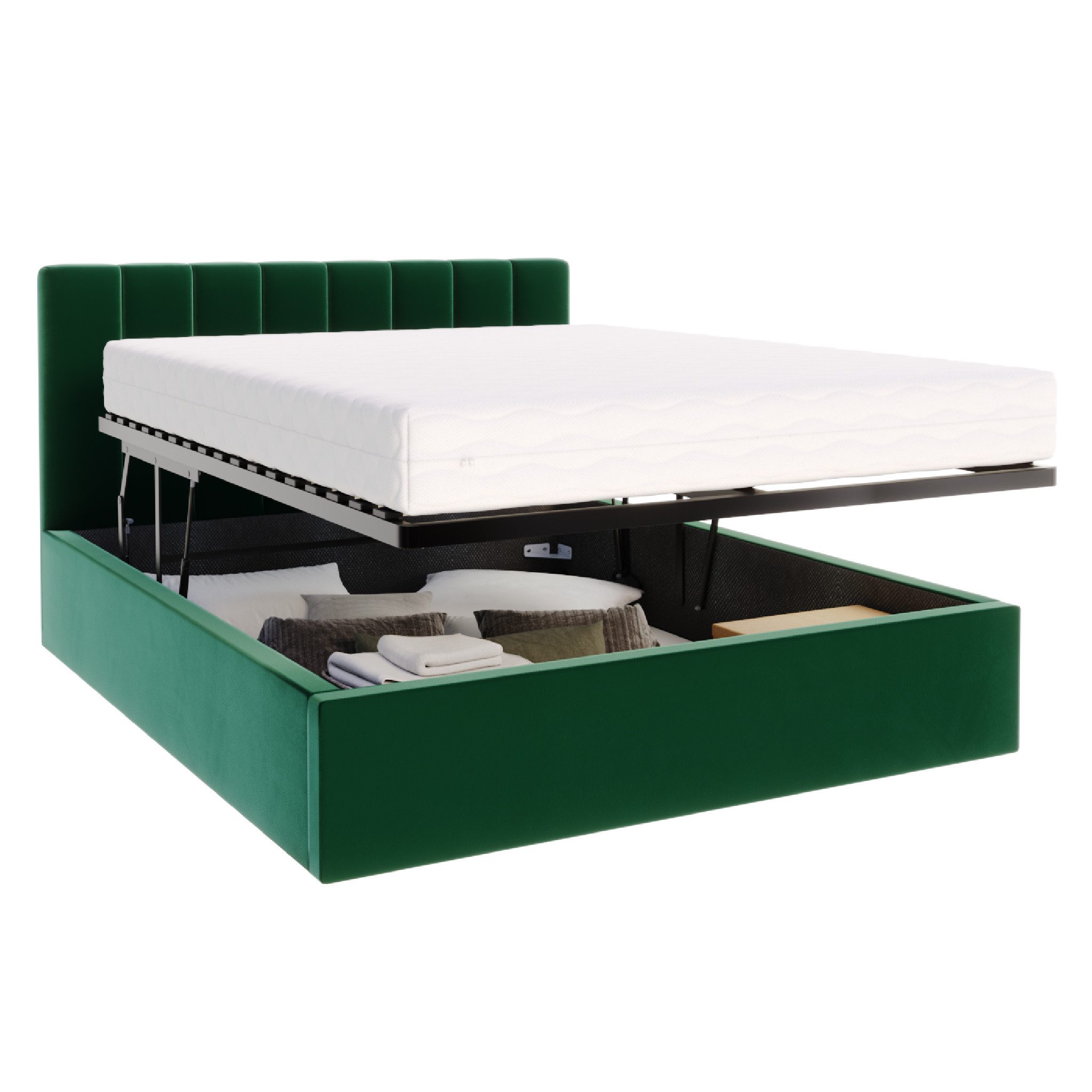 FDM Polsterbett OSKAR modern mit Bettkasten MADE IN EU - mit Trinity Velours Bezug (verfügbar 90x200 120x200 140x200 160x200 180x200cm, Bettrahmen, Bett, mit großen gepolsterten Kopfteil, mit Bettkasten zum aufklappen), Hebbarer Metallrahmen, Bettkasten, mit/ohne Matratze