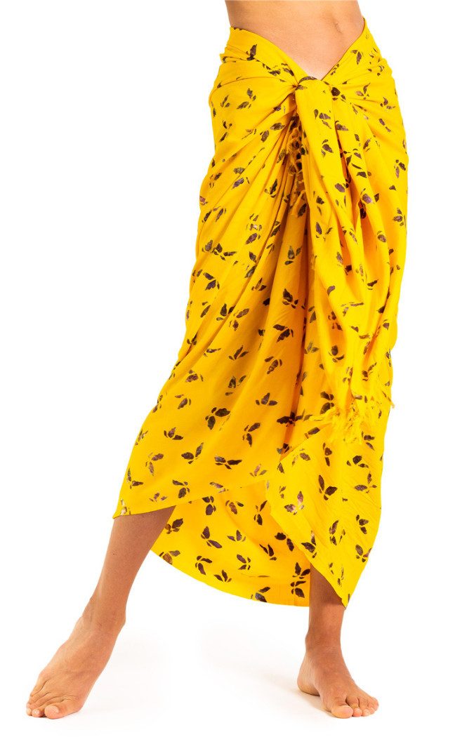 PANASIAM Sarong Pareo Wachsbatik Orangetöne aus hochwertiger Viskose Strandtuch, Viskose, Strandkleid Bikini Cover-up Tuch für den Strand Schultertuch Halstuch