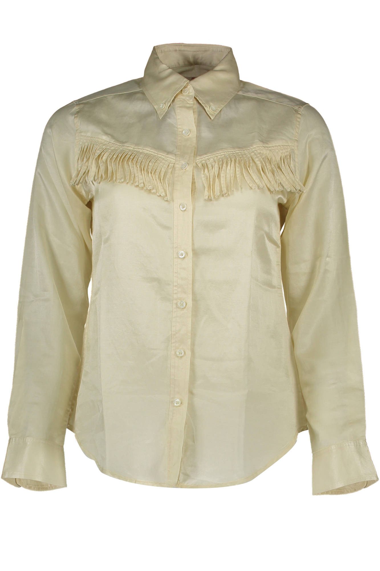 Gant Blusenshirt Beiges Damenhemd mit italienischem Kragen und Logo