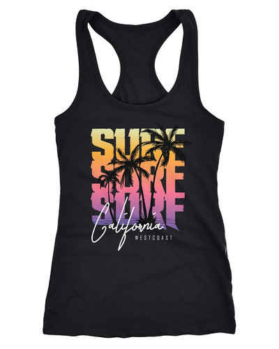 Tanktop Damen Tank-Top Sommer Surf California Palmen Racerback Neverless®