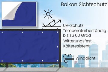 MuchoWow Balkonsichtschutz Blau - Einfarbig - Dunkelblau (1-St) Balkonbanner, Sichtschutz für den Balkon, Robustes und wetterfest