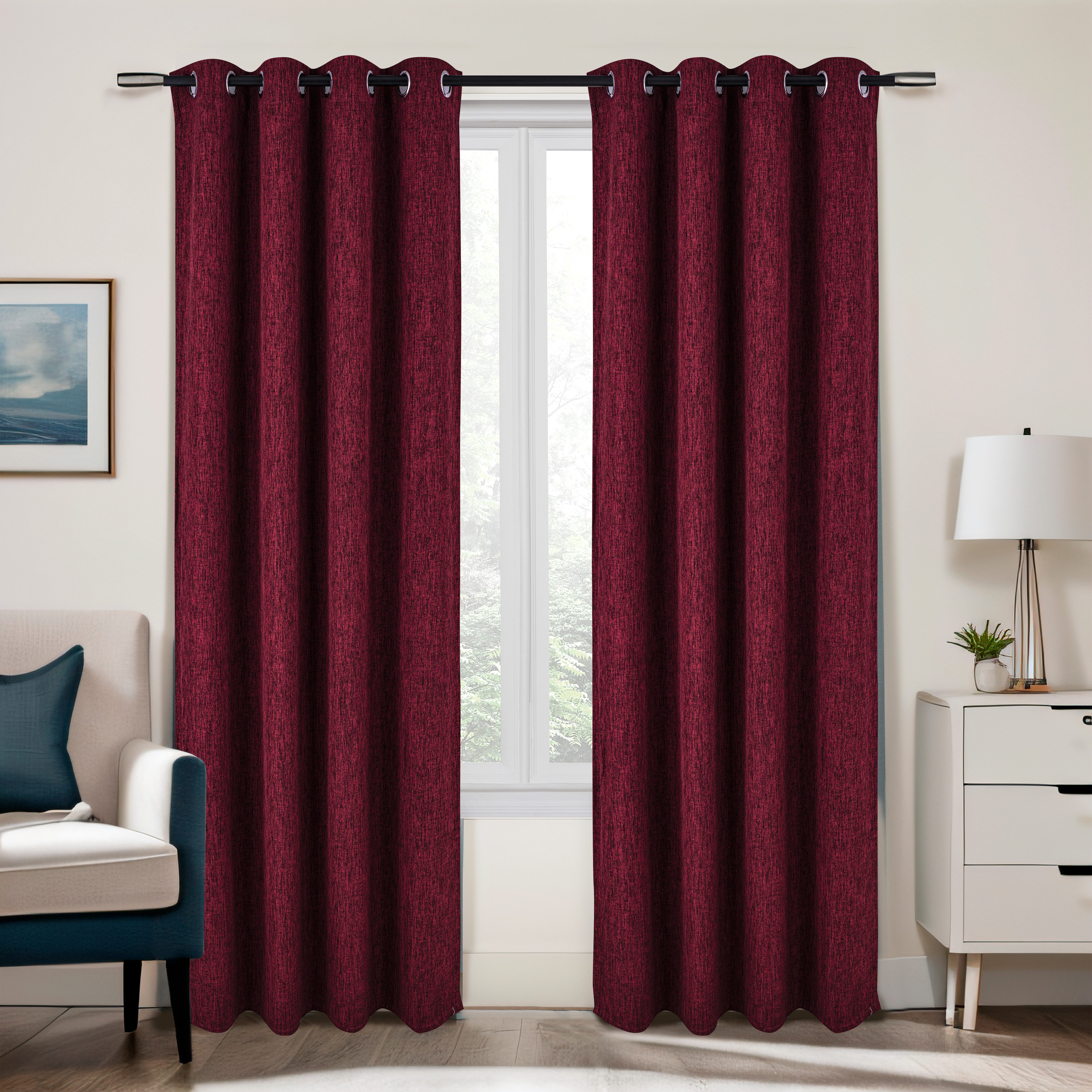 Brilliant Gardine / Grobgewebt / Bordeaux / Öse / 140x245cm / Blickdicht / #9001, Ösen, blickdicht, Blickdicht – Bild 5 von 5
