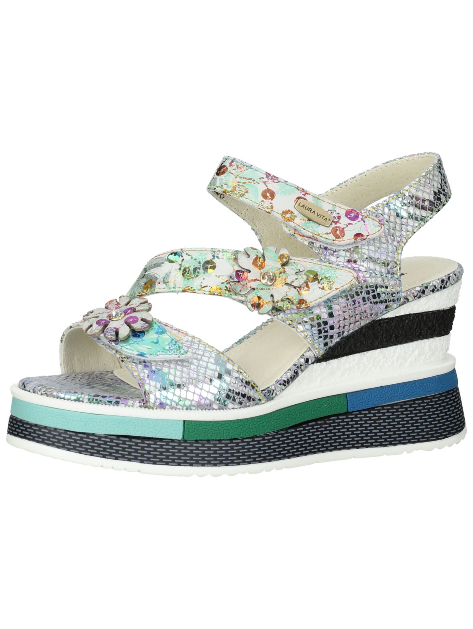 LAURA VITA Sandalen Leder/Textil . Keilsandalette