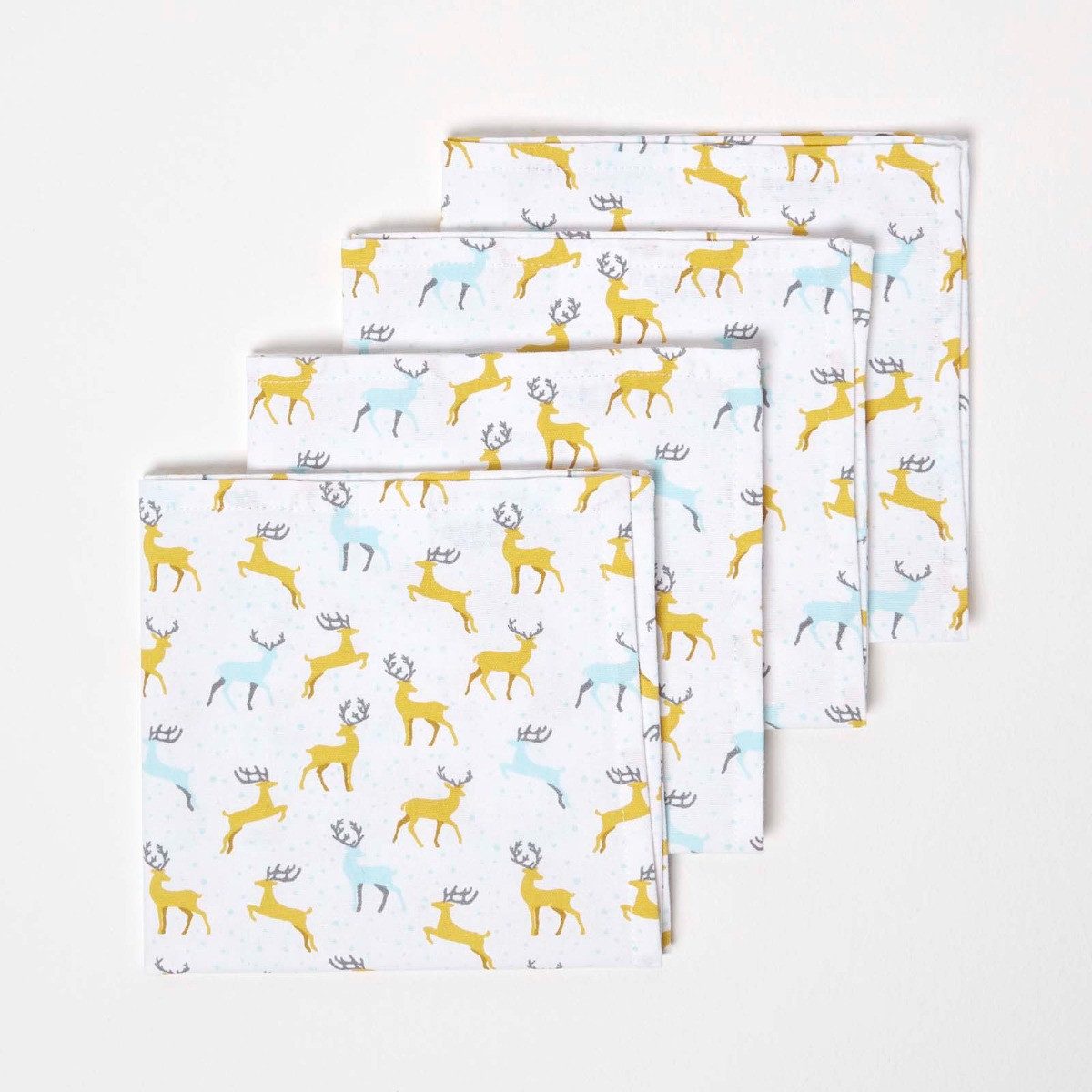 Homescapes Stoffserviette Majestic Stag Grey Weihnachtsservietten, 4er Set