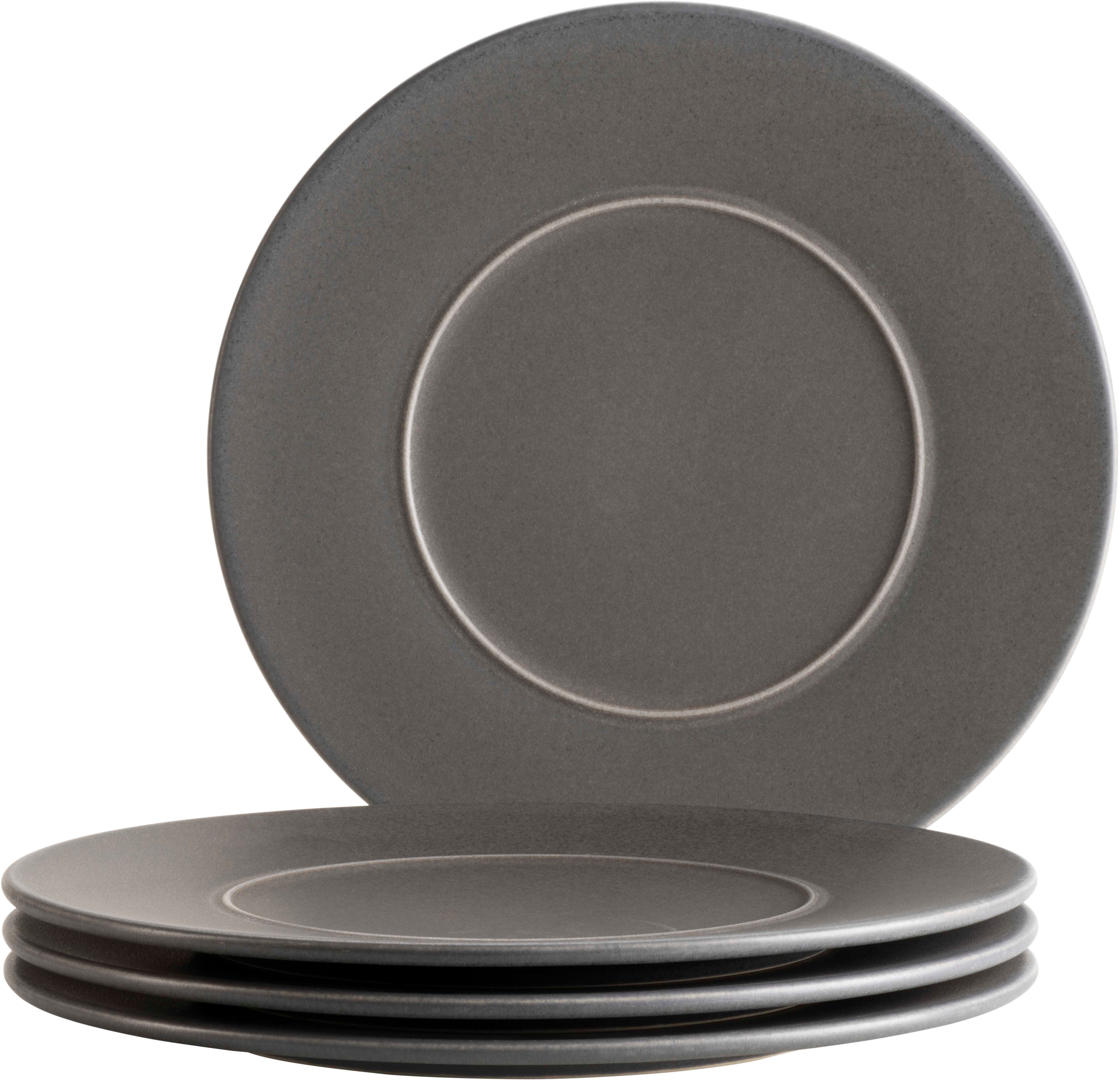 MÄSER Speiseteller UNICO, Speiseteller Set, Steinzeug, (4 St), Teller Set