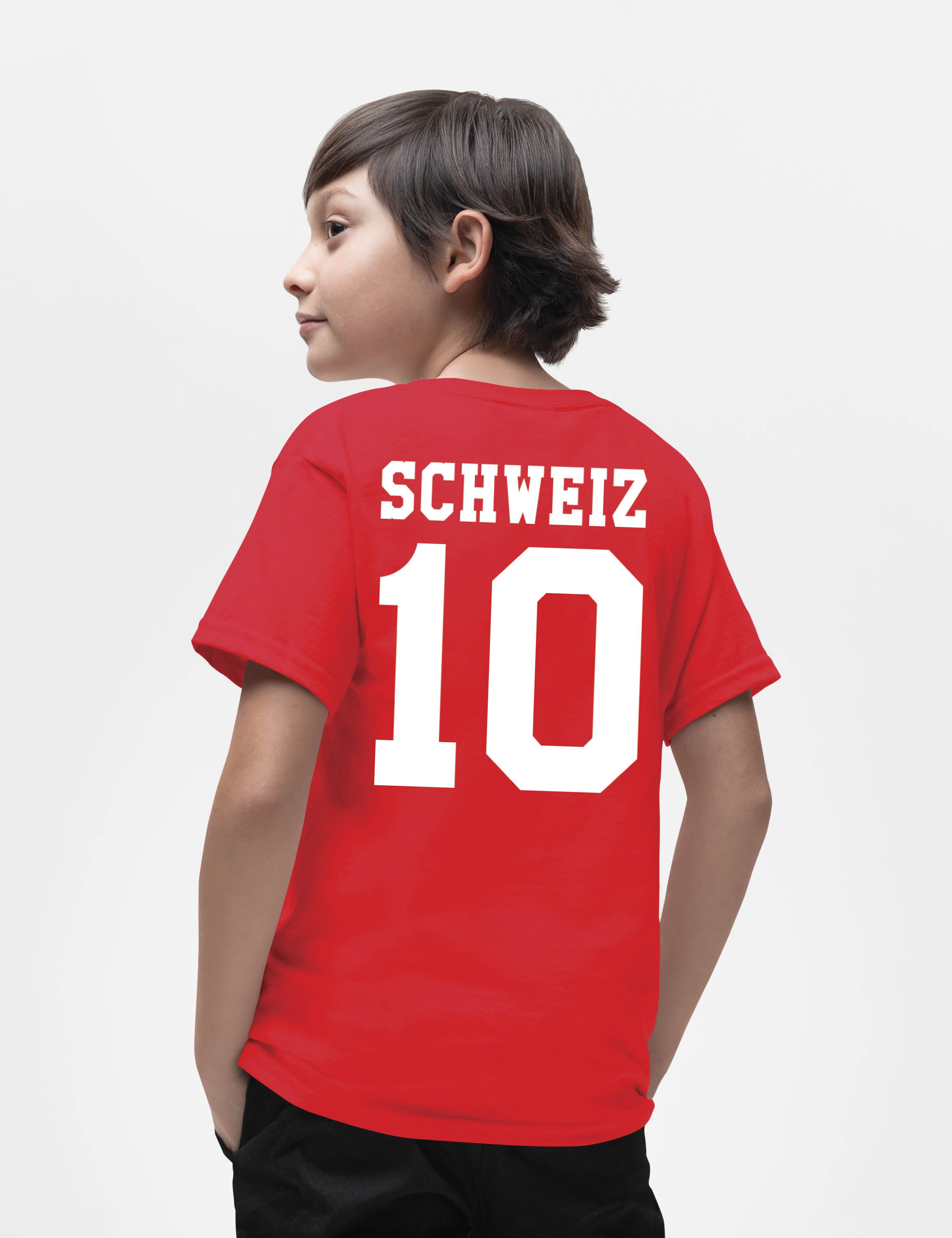 Youth Designz T-Shirt Schweiz Kinder T-Shirt im Fußball Trikot Look mit trendigem Motiv