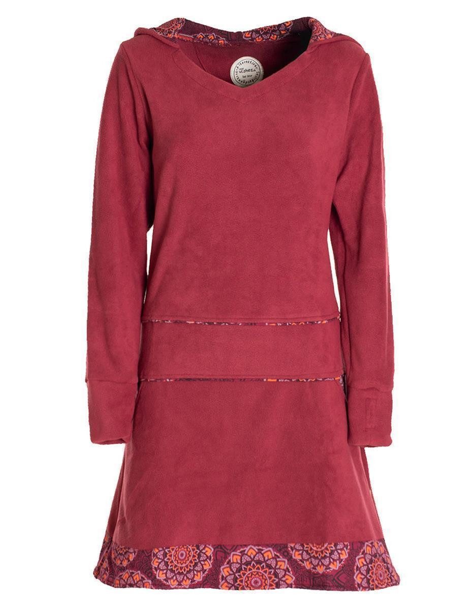 Vishes Midikleid Extra warmes Winterkleid Damen Pullover-Kleid Sweatkleid Eco-Fleece Elfen, Hippie, Goa Style