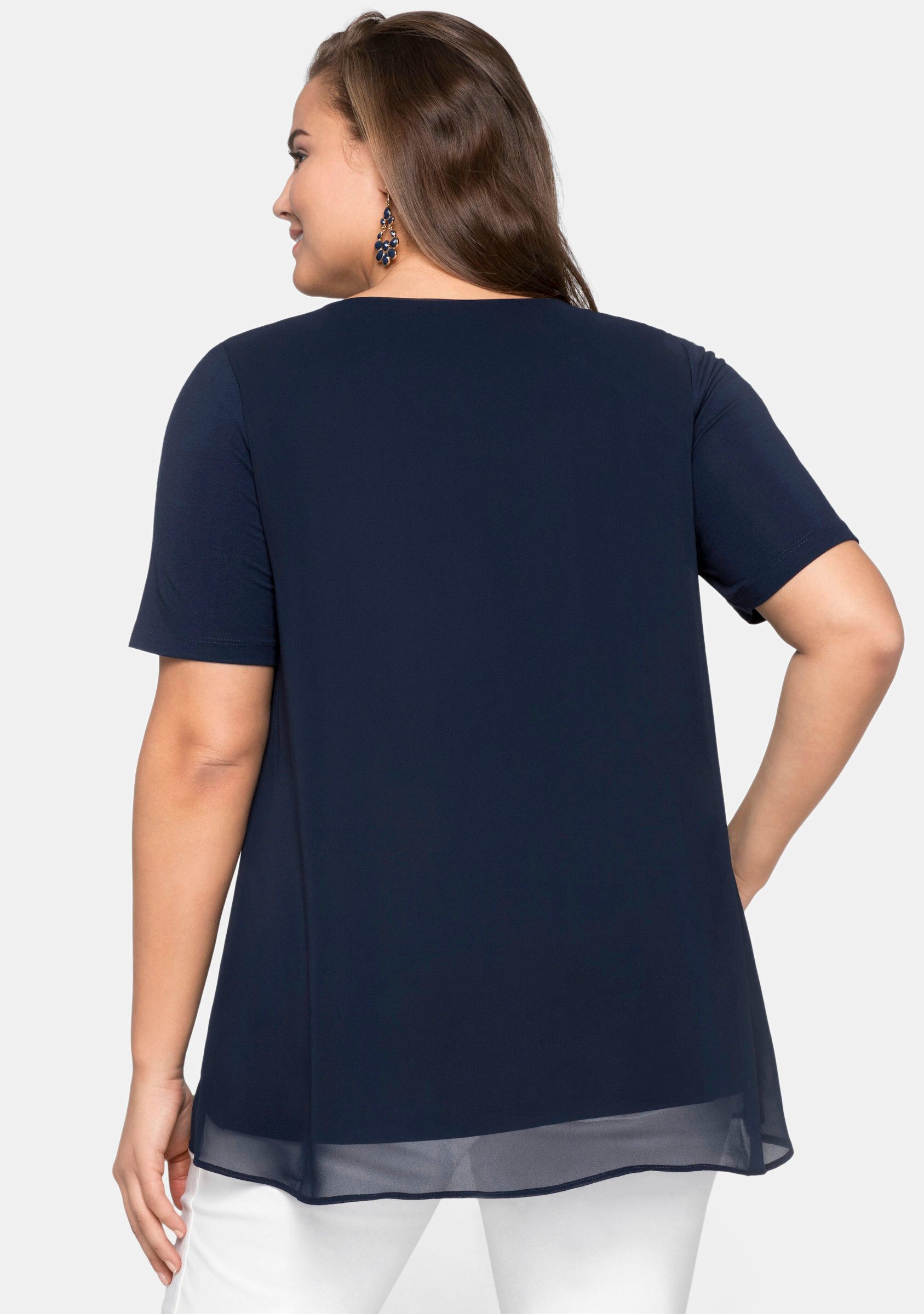 Sheego T-Shirt Blusenshirt Kurzarm im Lagenlook – Bild 5 von 5
